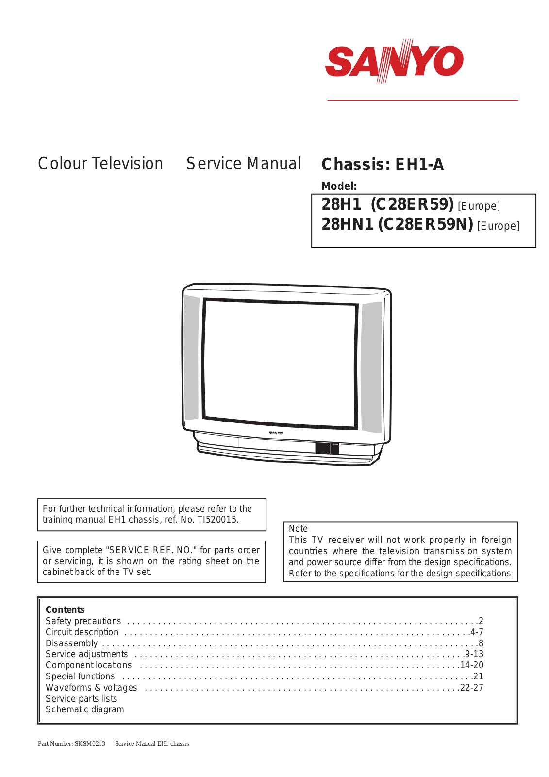 SANYO C28ER59 Service Manual