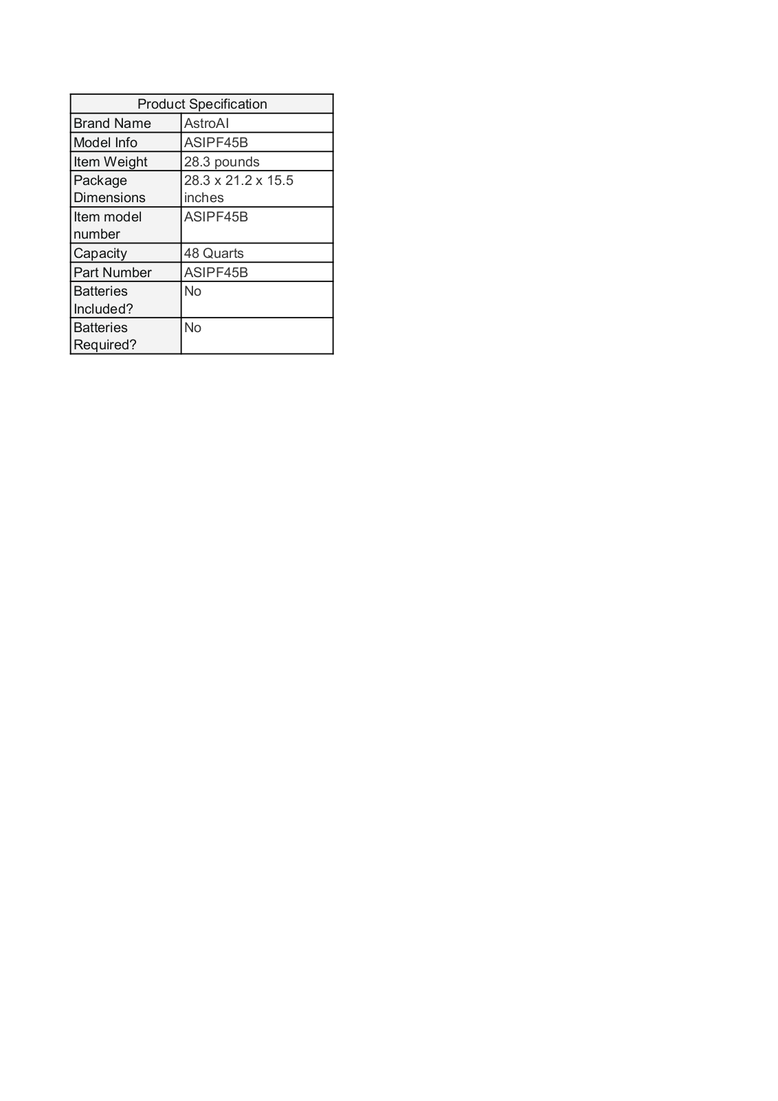 AstroAI AHRO1003 Specifications - ManualMachine.com
