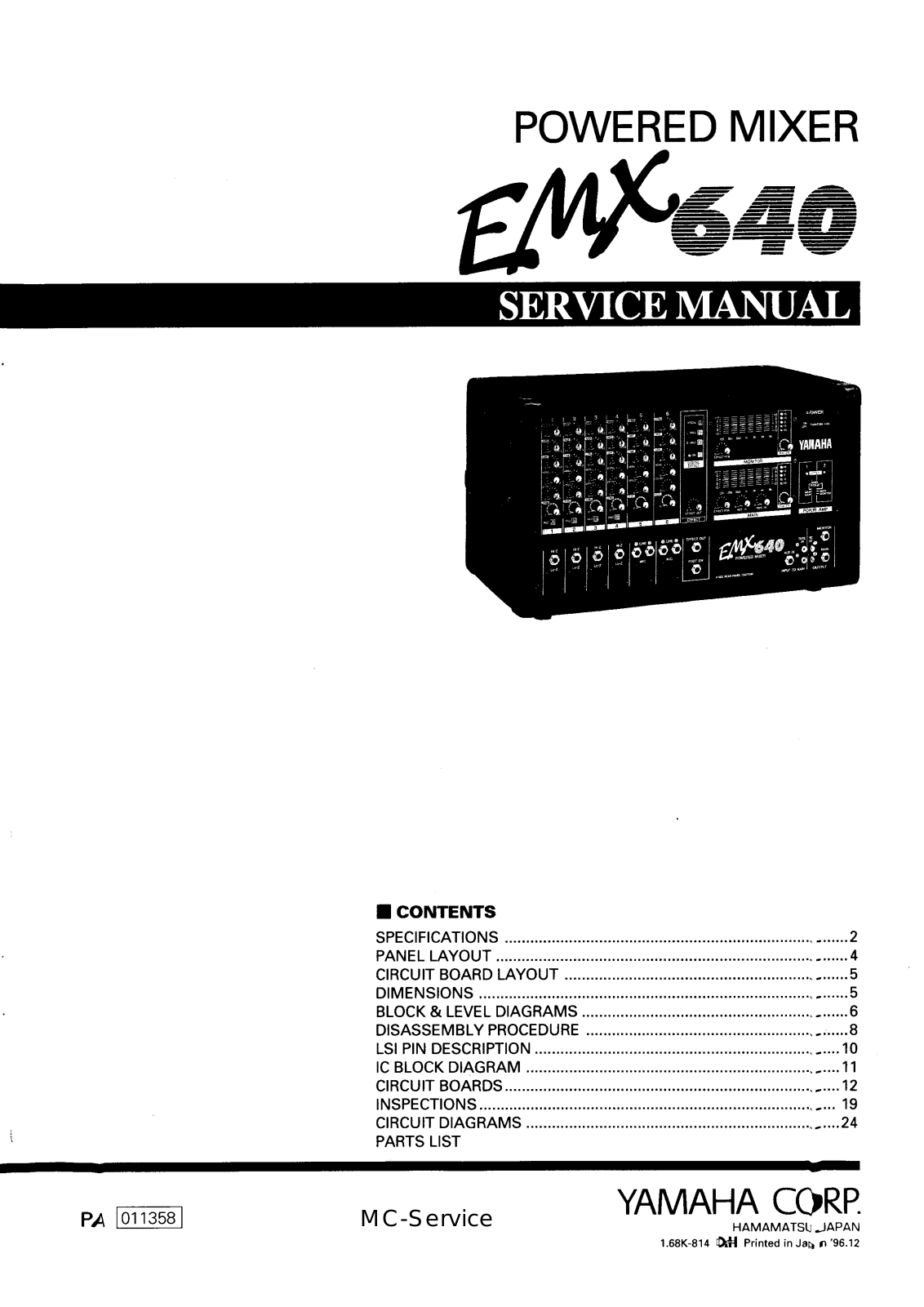 Yamaha EMX-640 Service manual