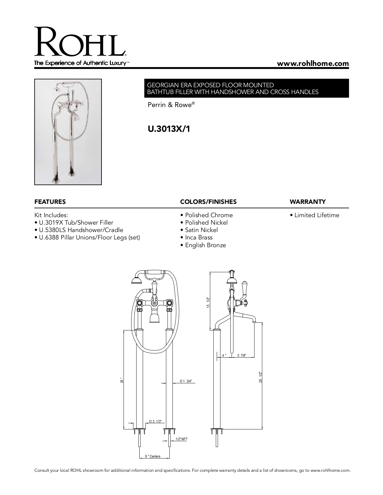 Rohl U3013X1PN User Manual