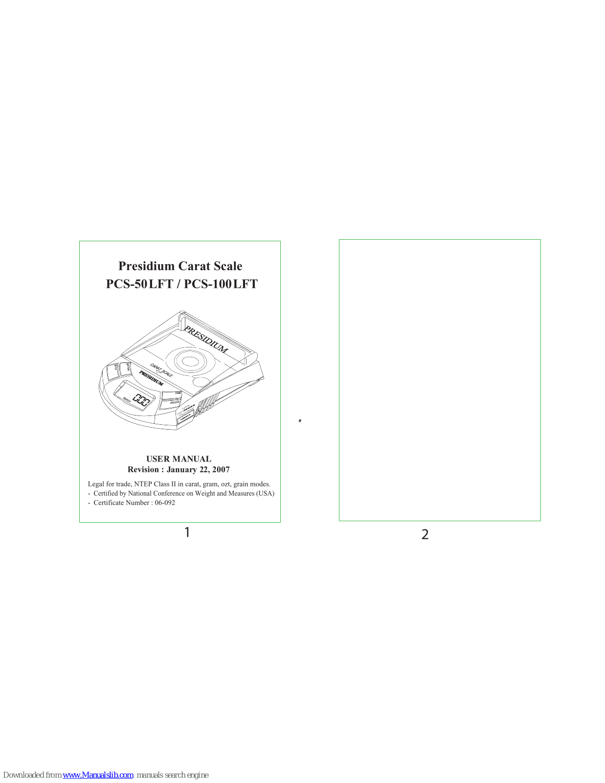 PRESIDIUM PCS-50 LFT, PCS-100LFT User Manual