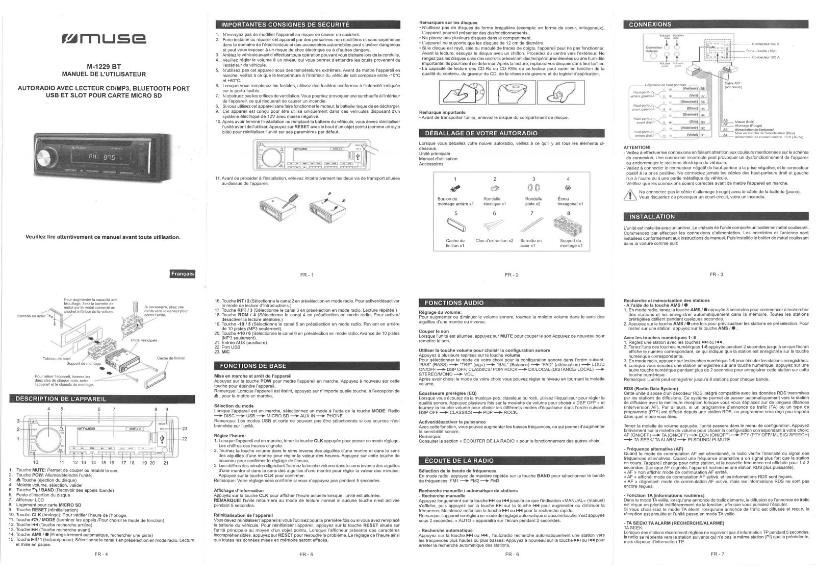 MUSE M-1229 BT User Manual