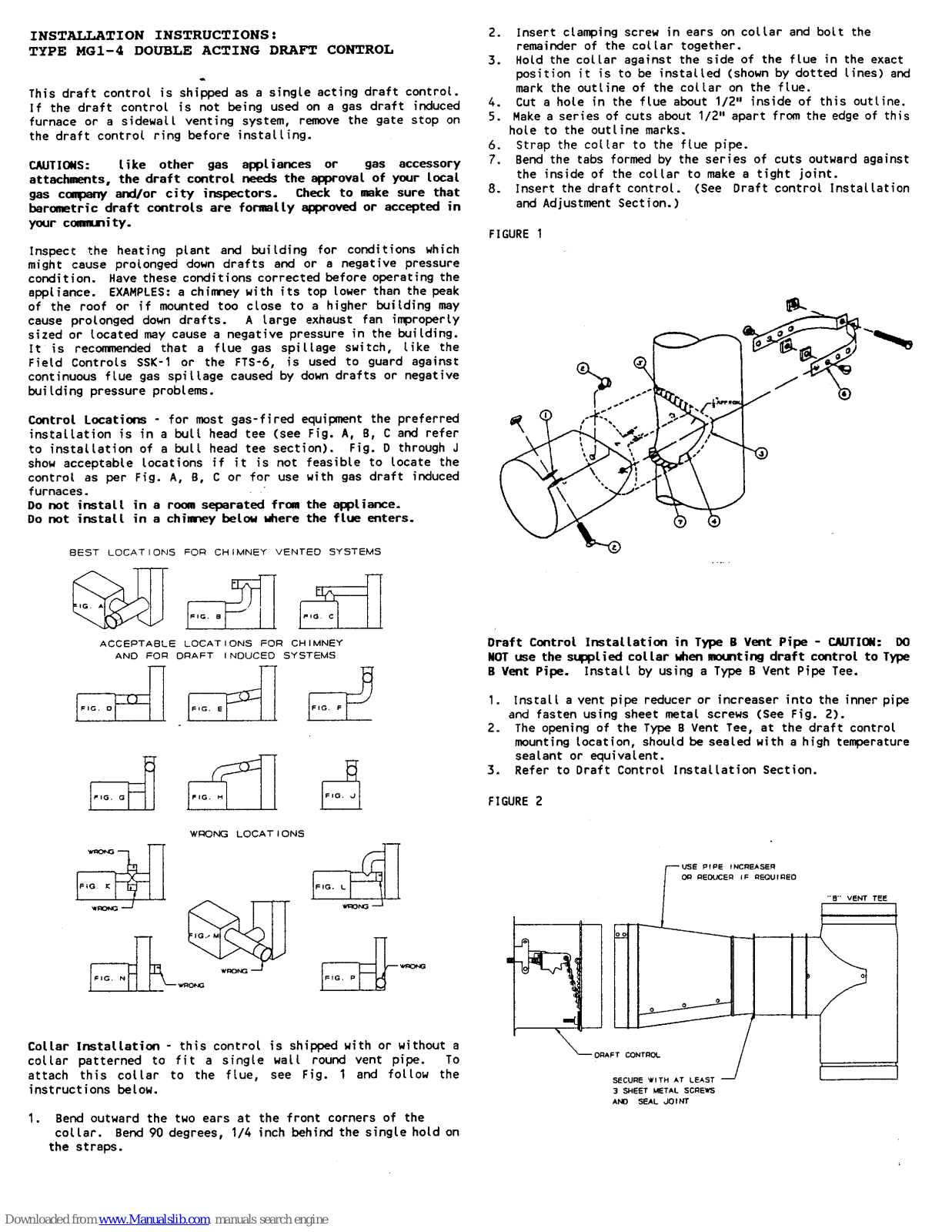 Field Controls 46200000, MG1-4 Installation Instructions Manual