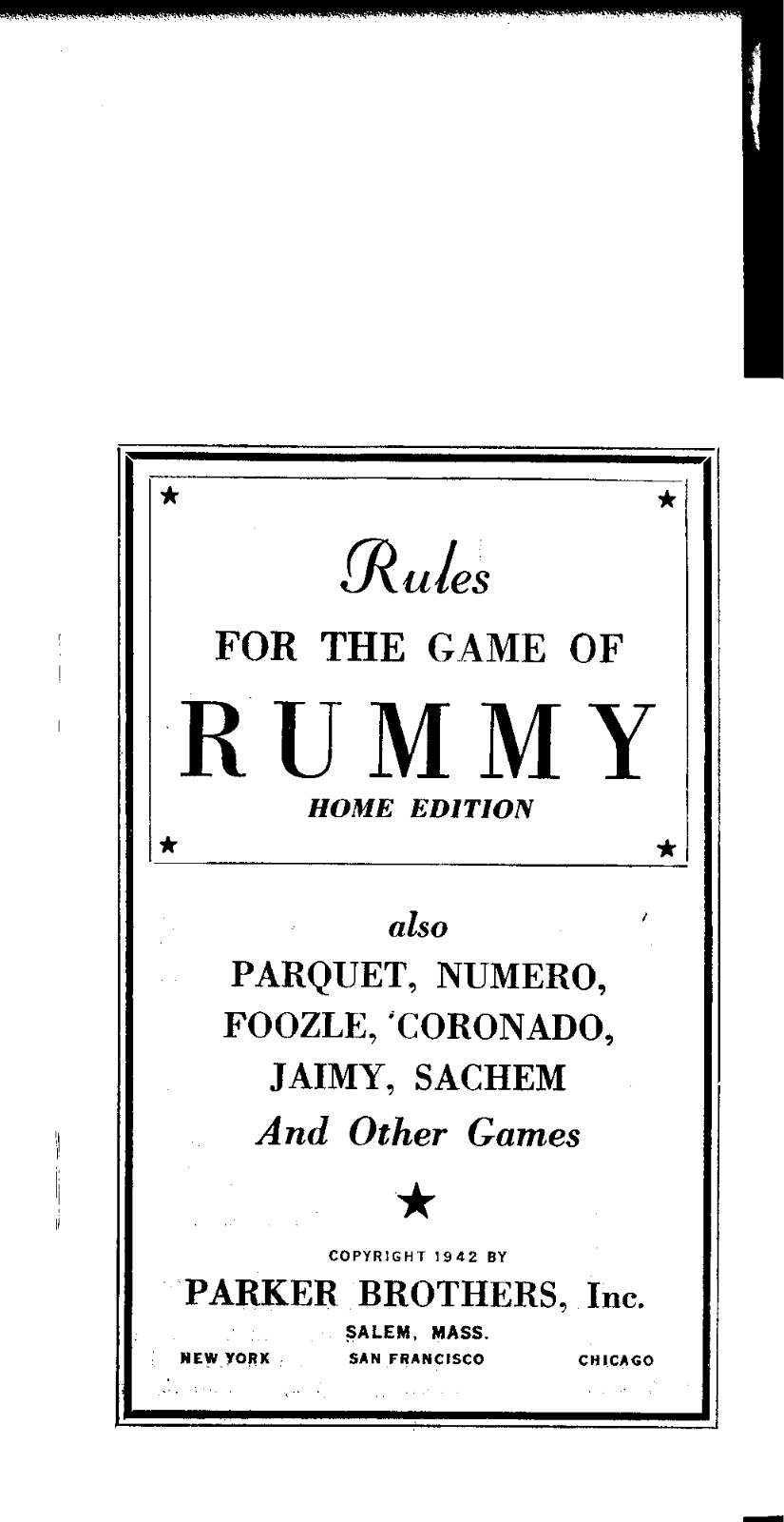 Hasbro RUMMY User Manual