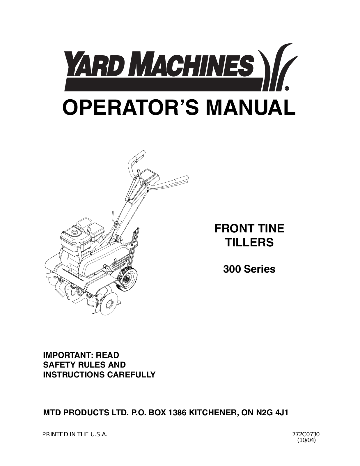 Yard Machines 300 User Manual