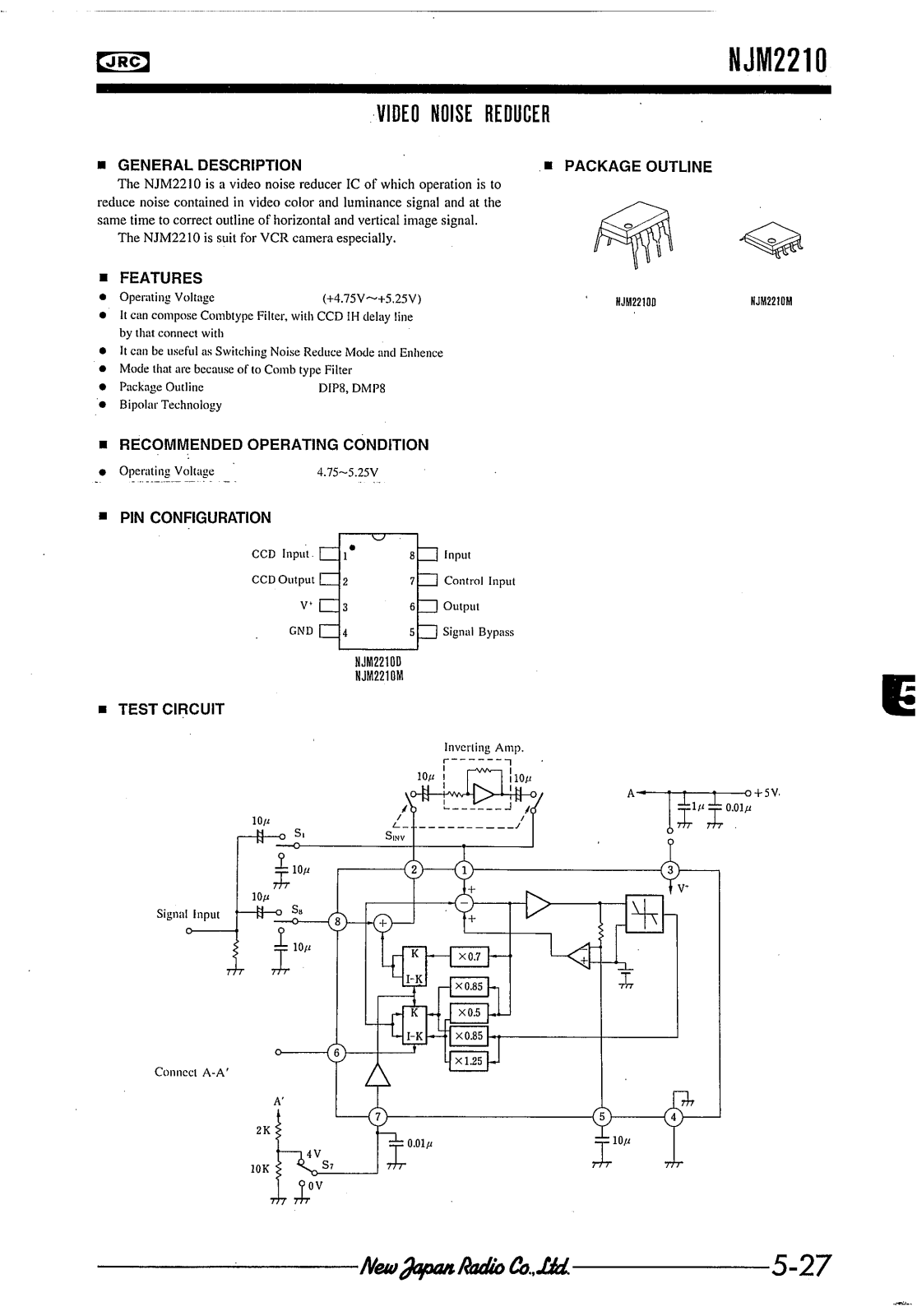 JRC NJM2210M, NJM2210D Datasheet