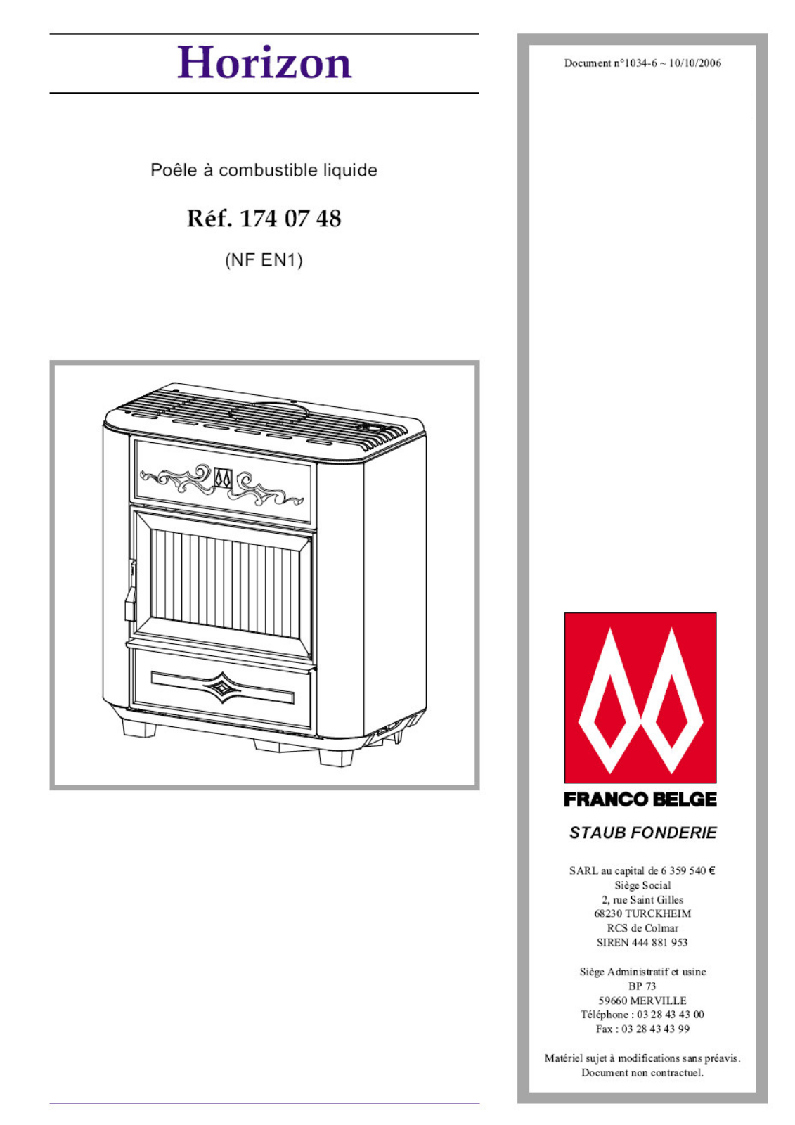 Staub HORIZON Parts list