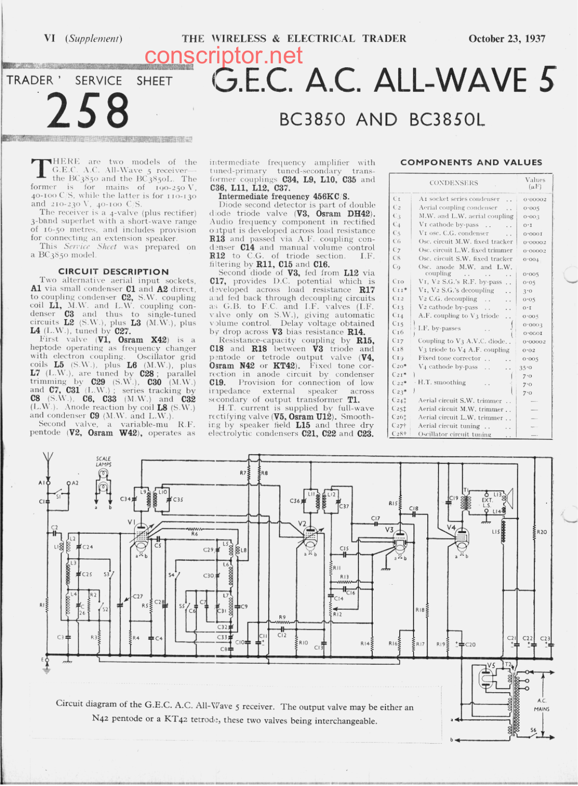 G.E.C. BC3850, BC3850L Service manual