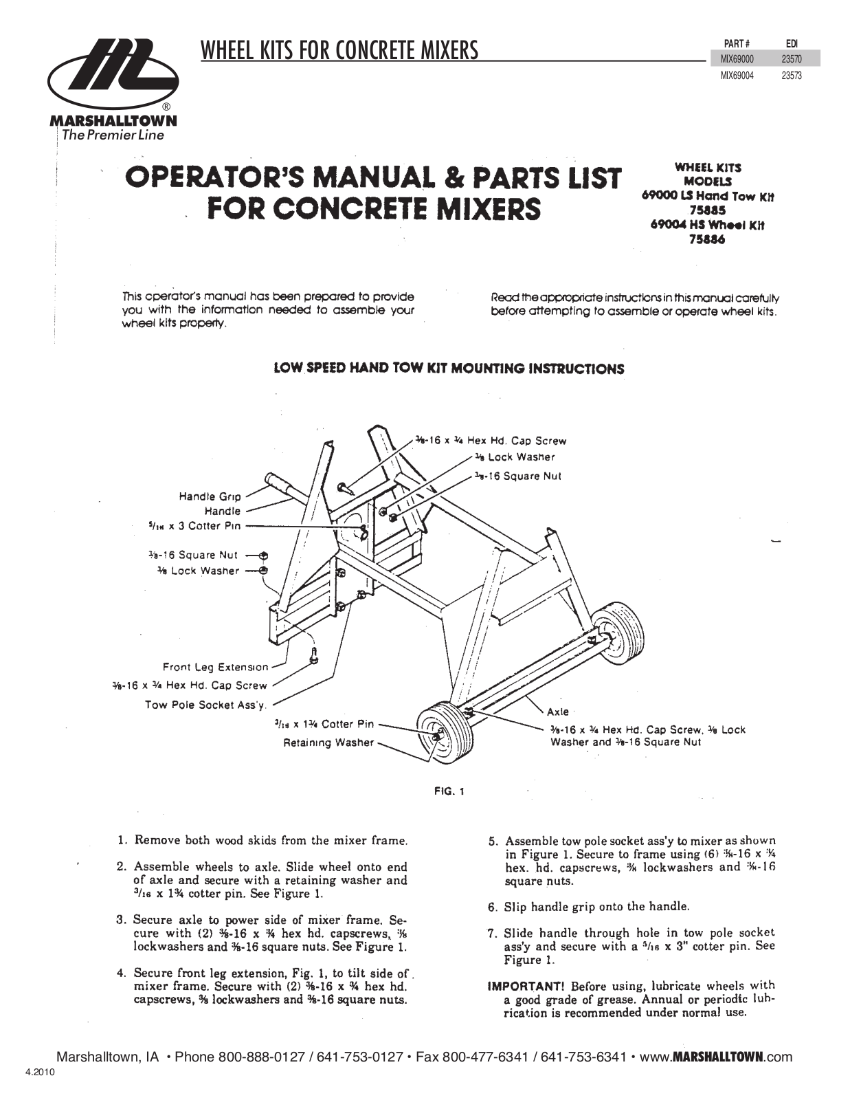 Marshalltown MIX69004 User Manual