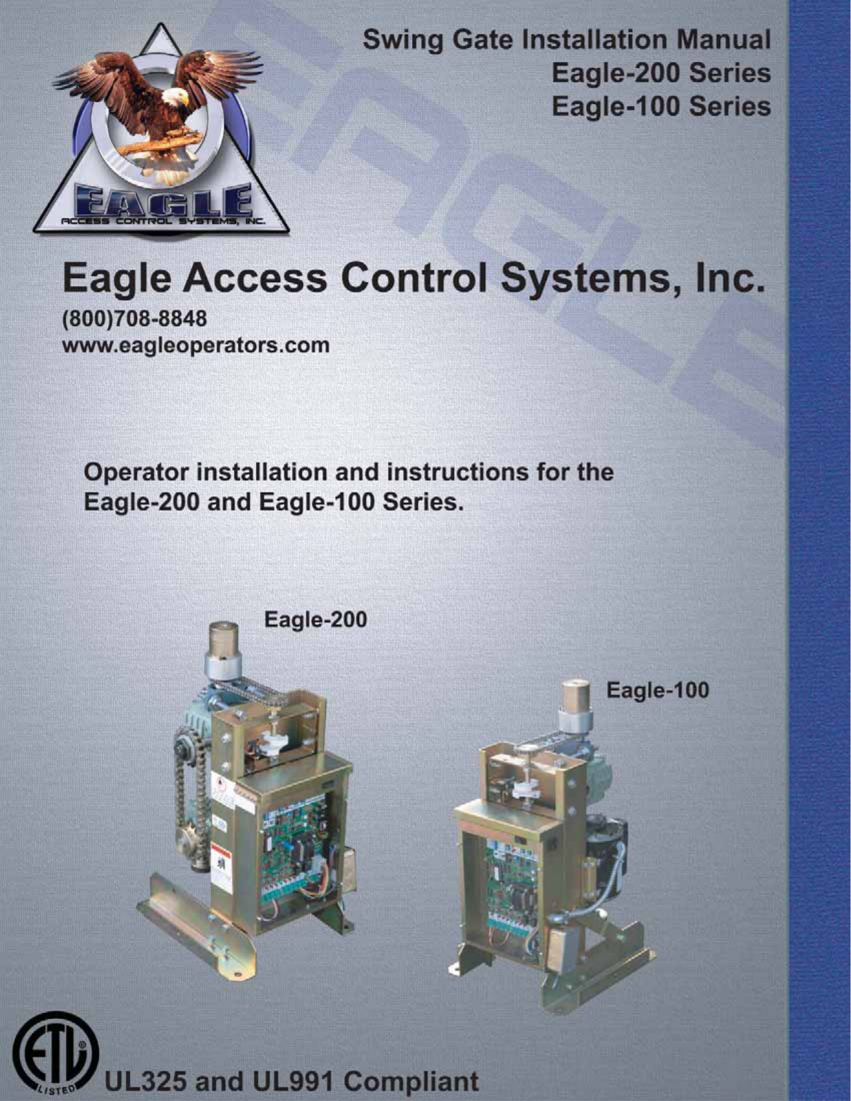 Eagle access control systems 100, 200 User Manual