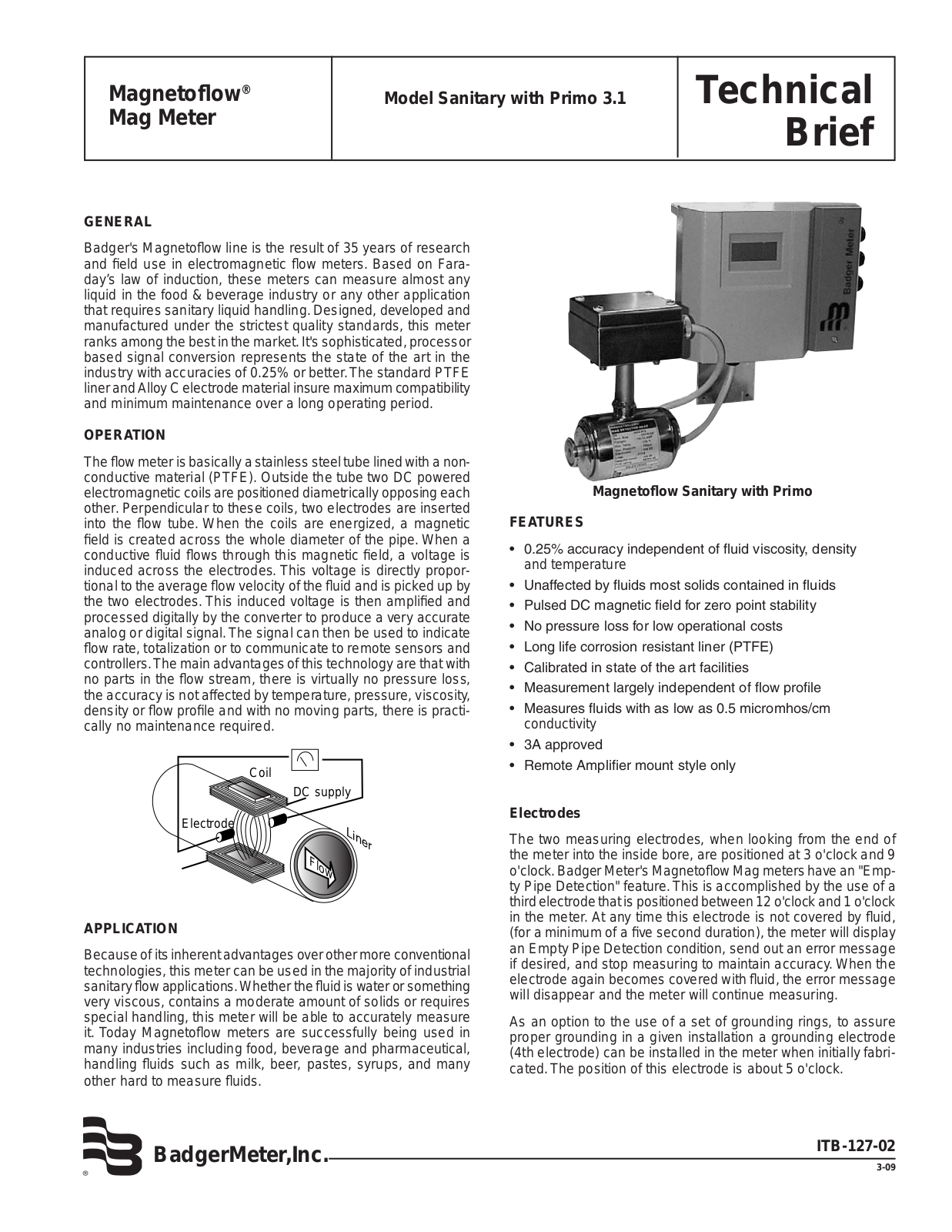 Badger Meter Magnetoflow Data sheet