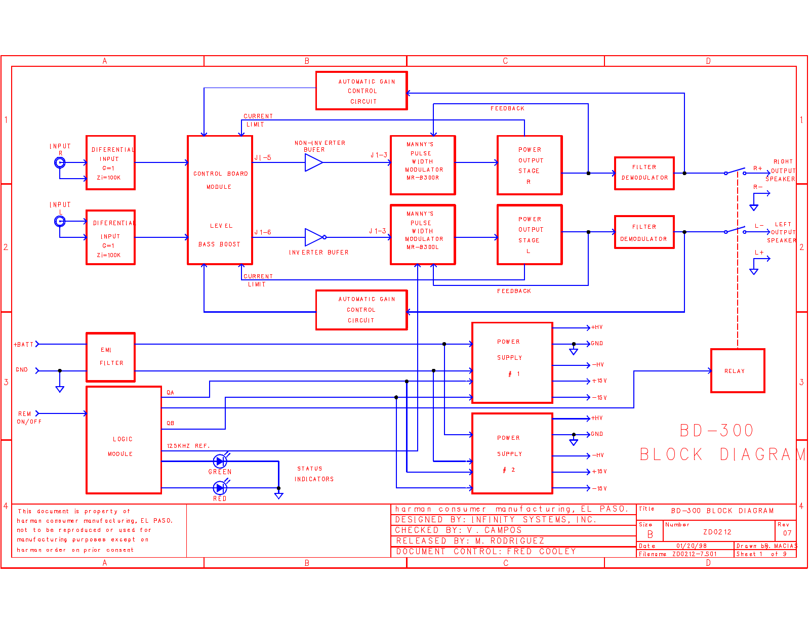 Infinity BD-300 Schematic