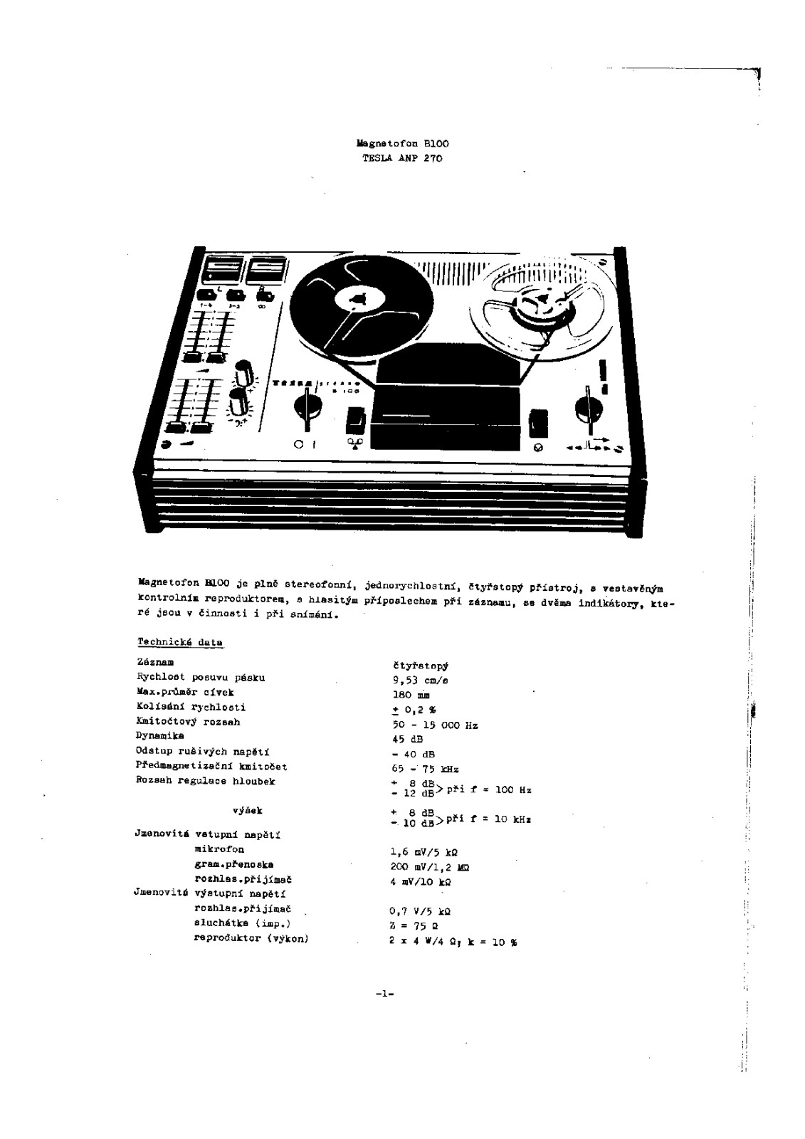 Tesla B-100 Service manual