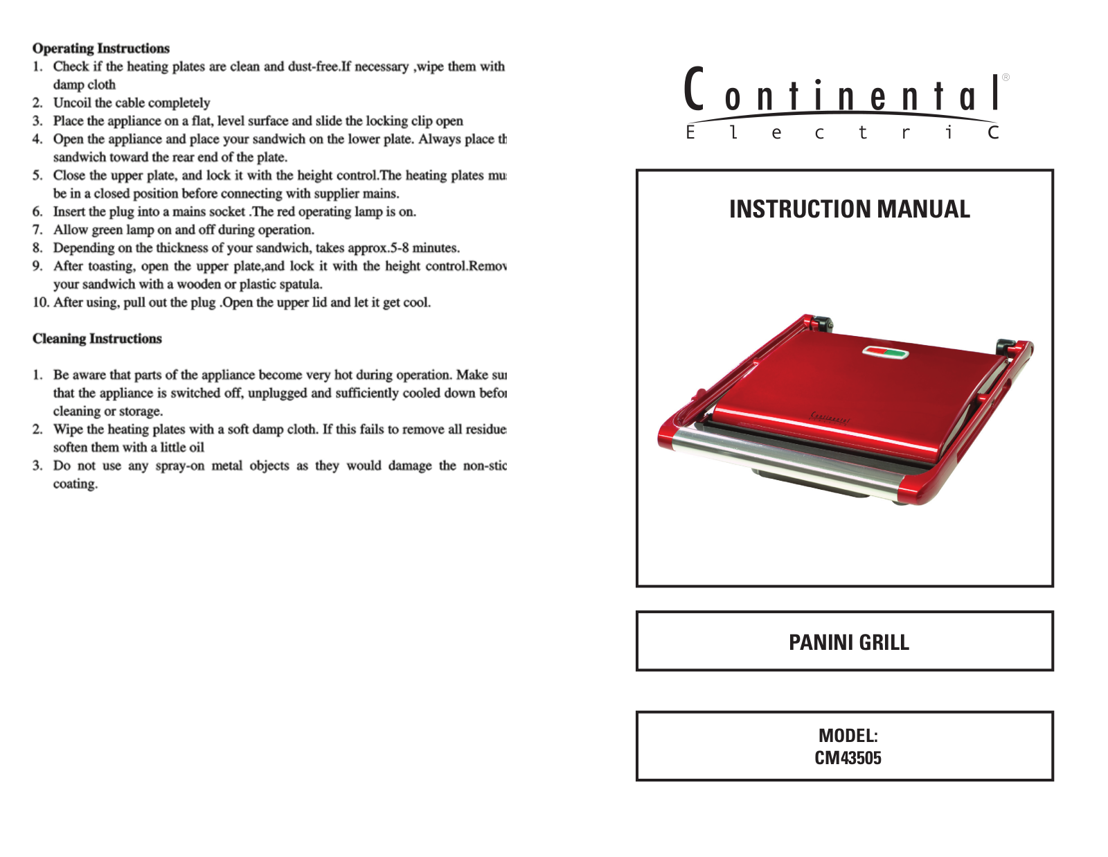 Continental CM43505 User Manual