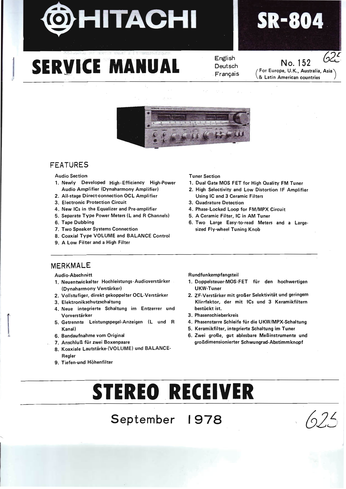 Hitachi SR-804 Service Manual