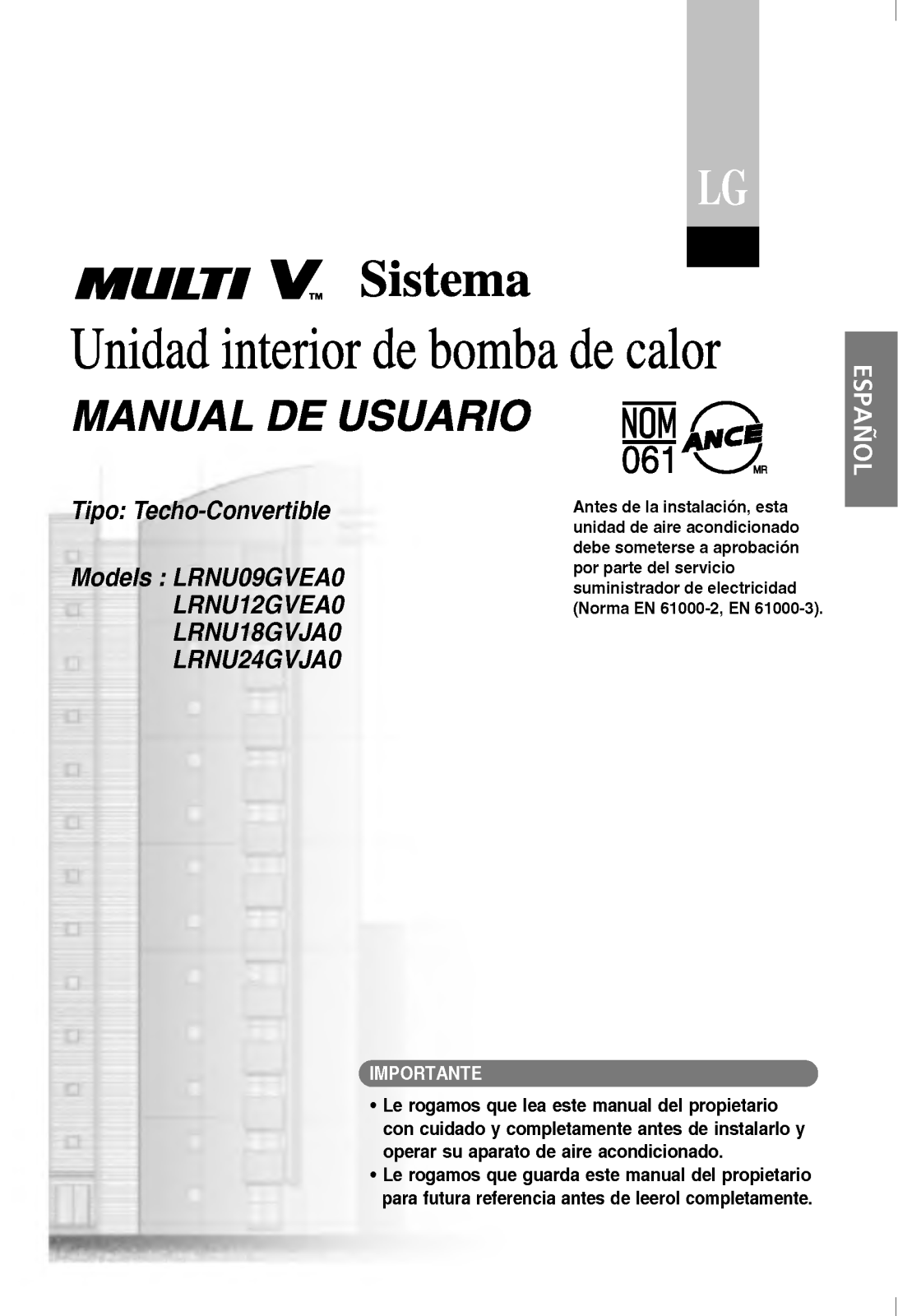 Lg LRNU24GVJA0, LRNU18GVJA0, LRNU12GVJA0, LRNU09GVJA0 user Manual