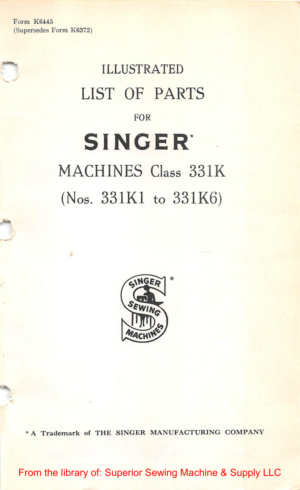Singer 331K1, 331K2, 331K3, 331K4, 331K5 Manual