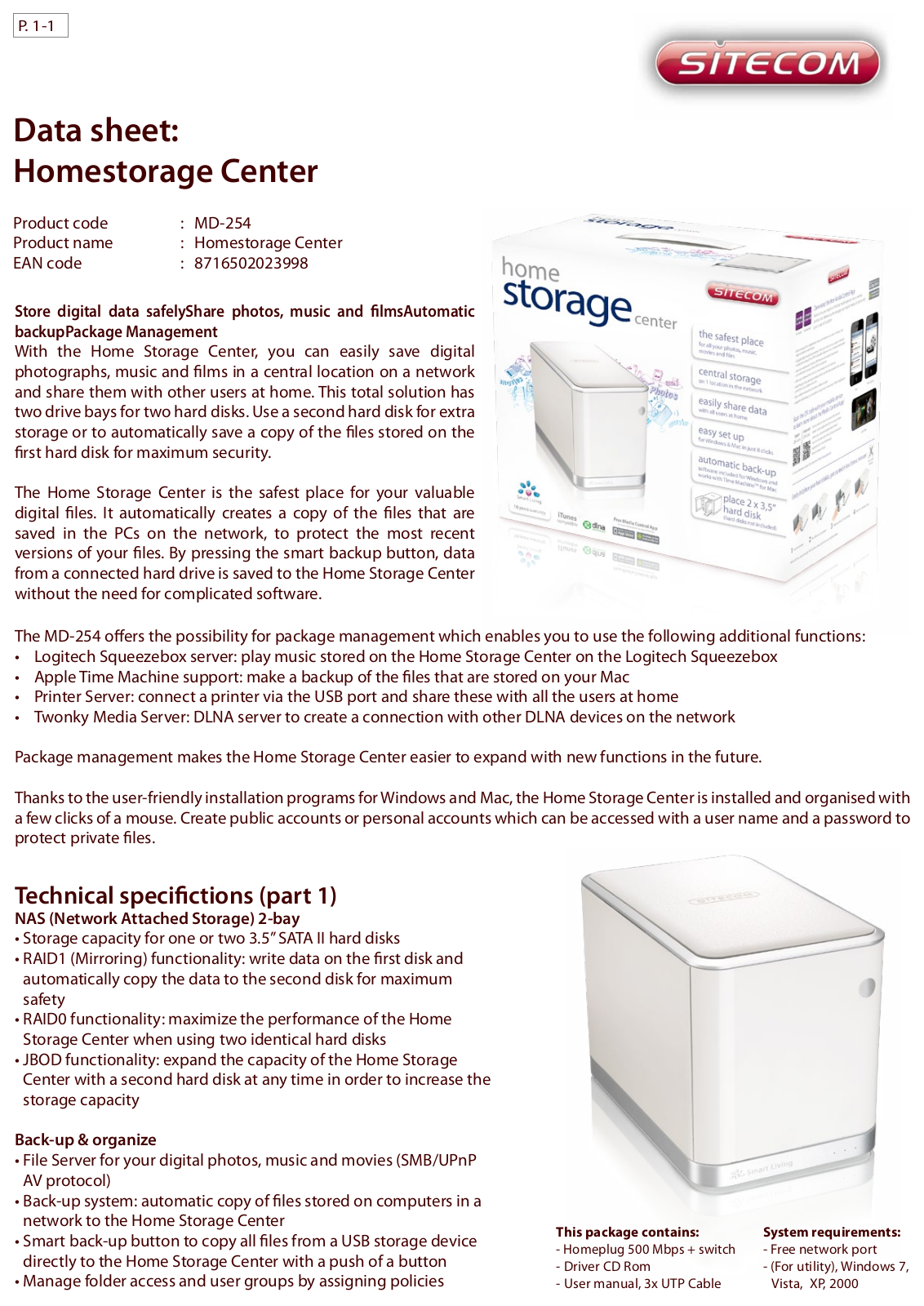 Sitecom MD-254 DATASHEET