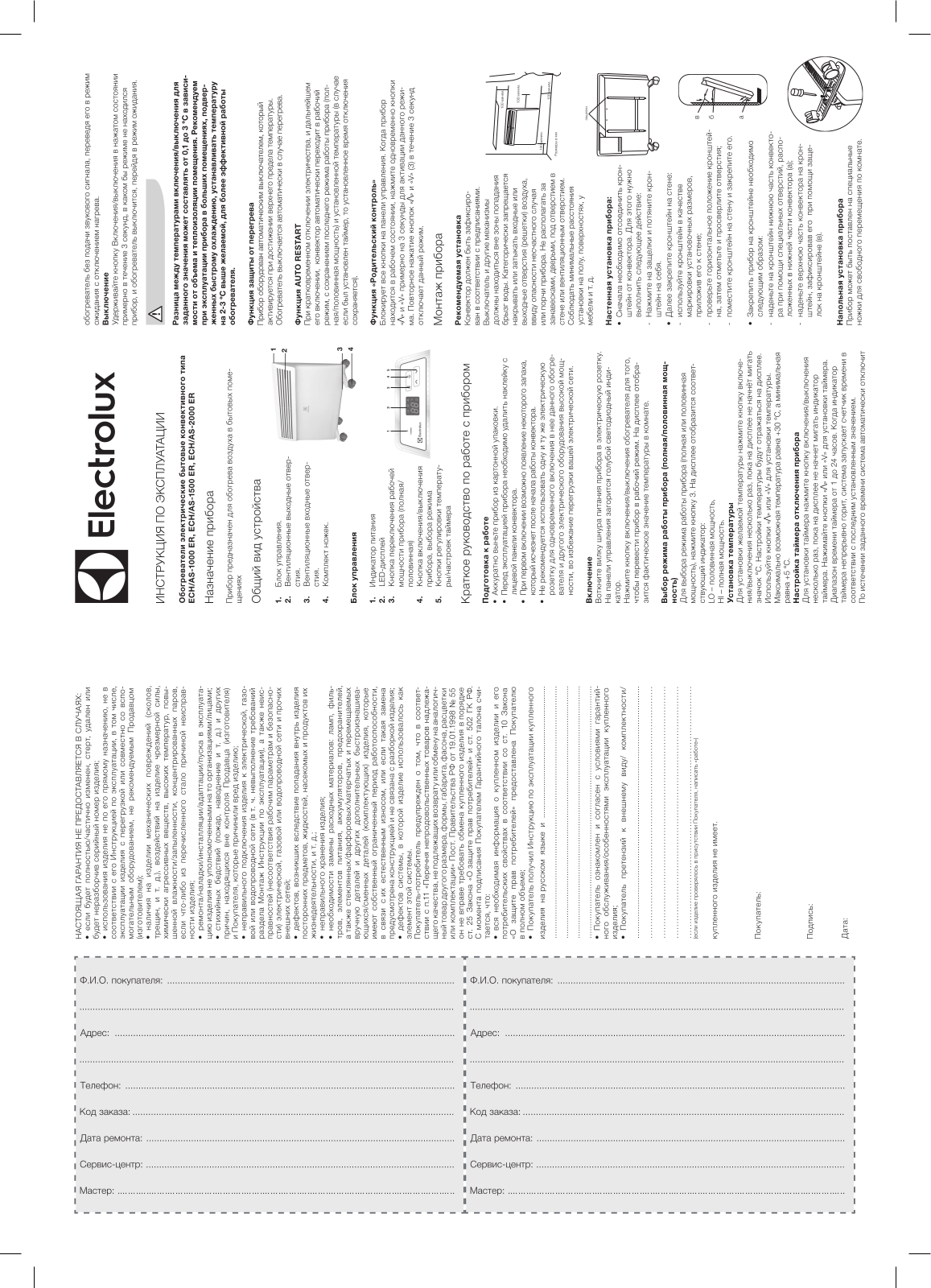 Electrolux ECH-AS-1500 ER User Manual