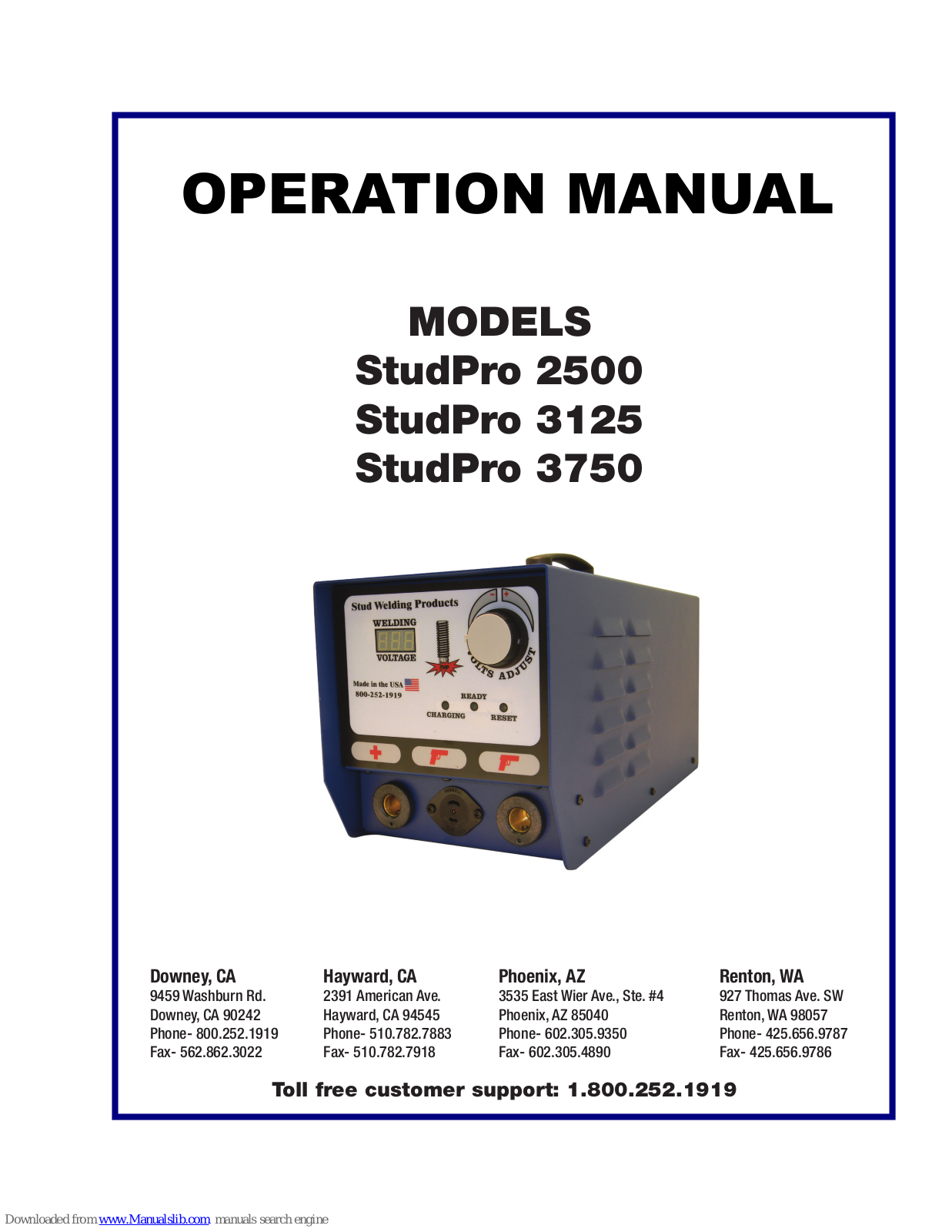 stud welding products StudPro 2500, StudPro 3125, StudPro 3750 Operation Manual - ManualMachine.com
