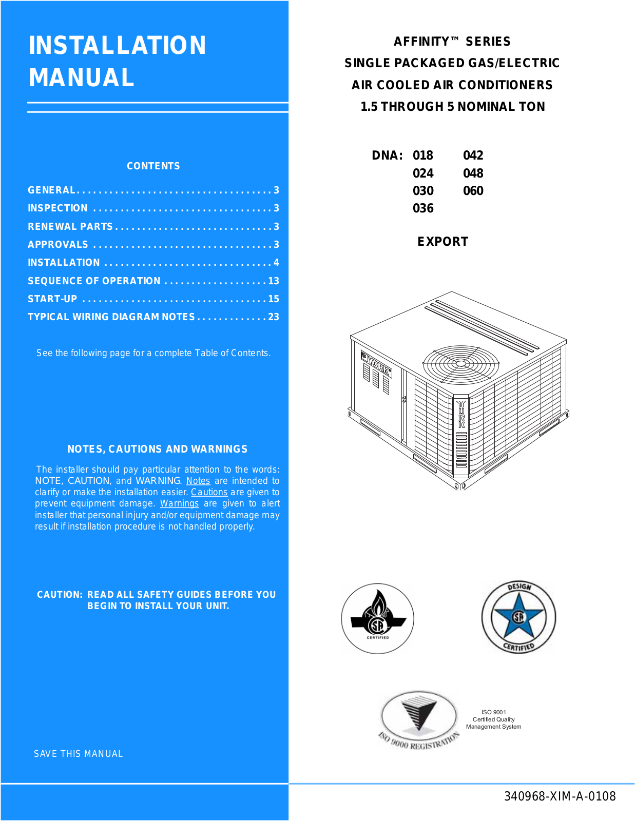 Johnson Controls 340968-XIM-A-0108 User Manual