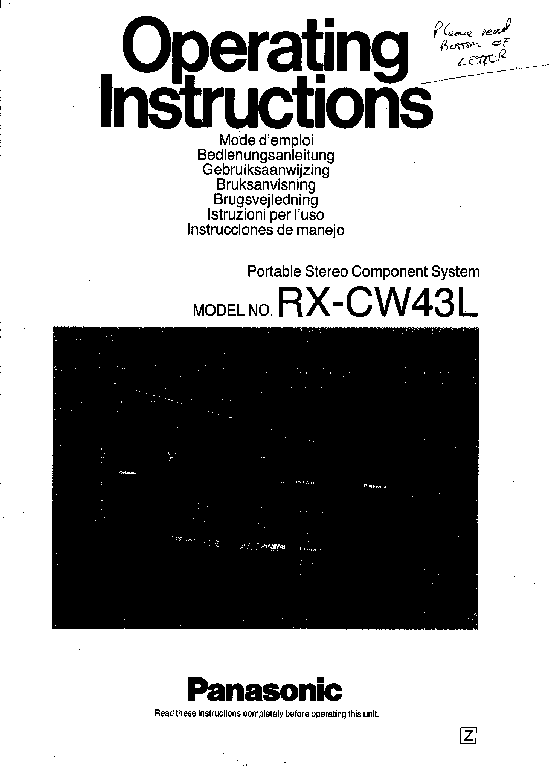 Panasonic RX-CW43 User Manual