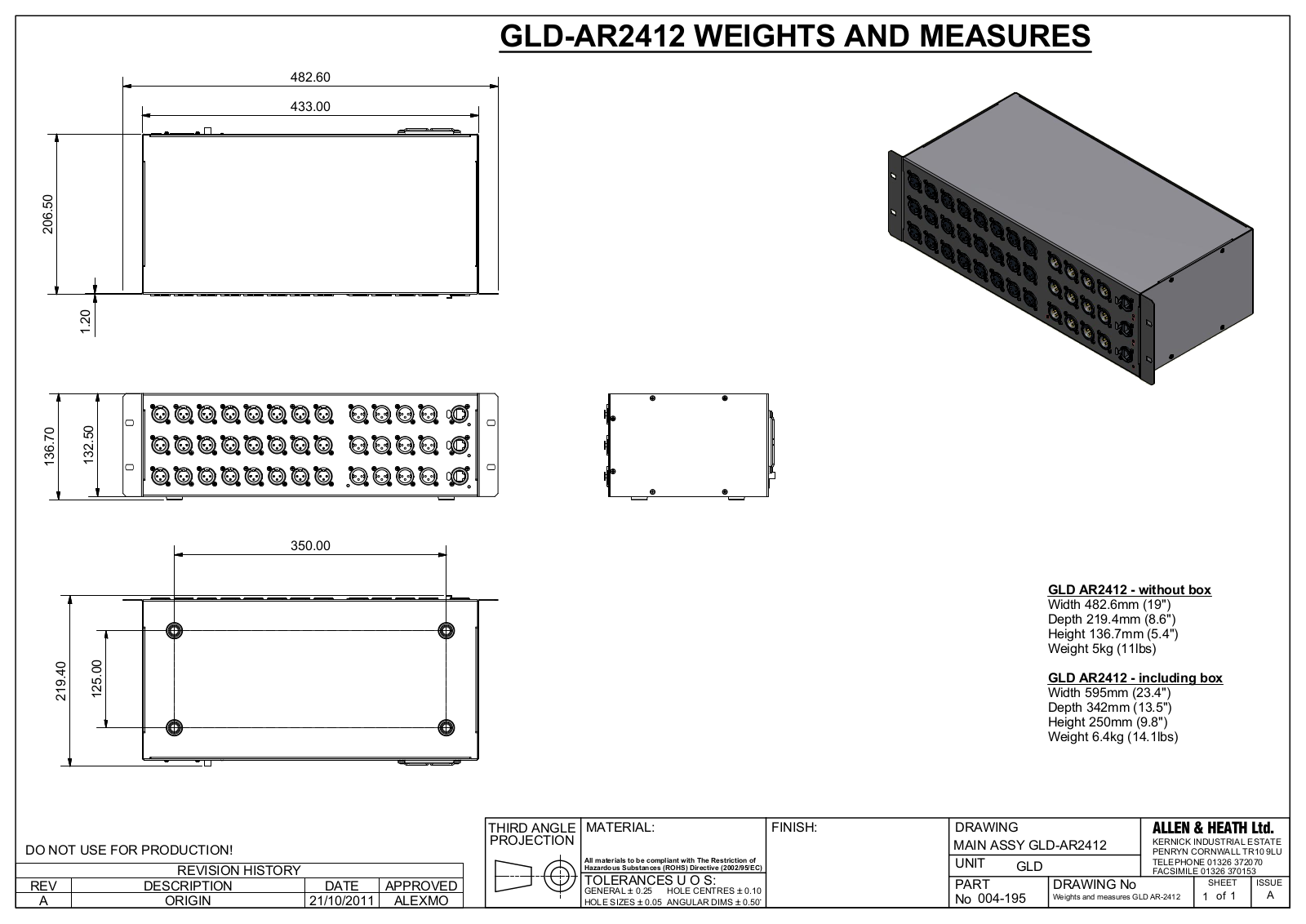 Allen & Heath AR2412 Specifications