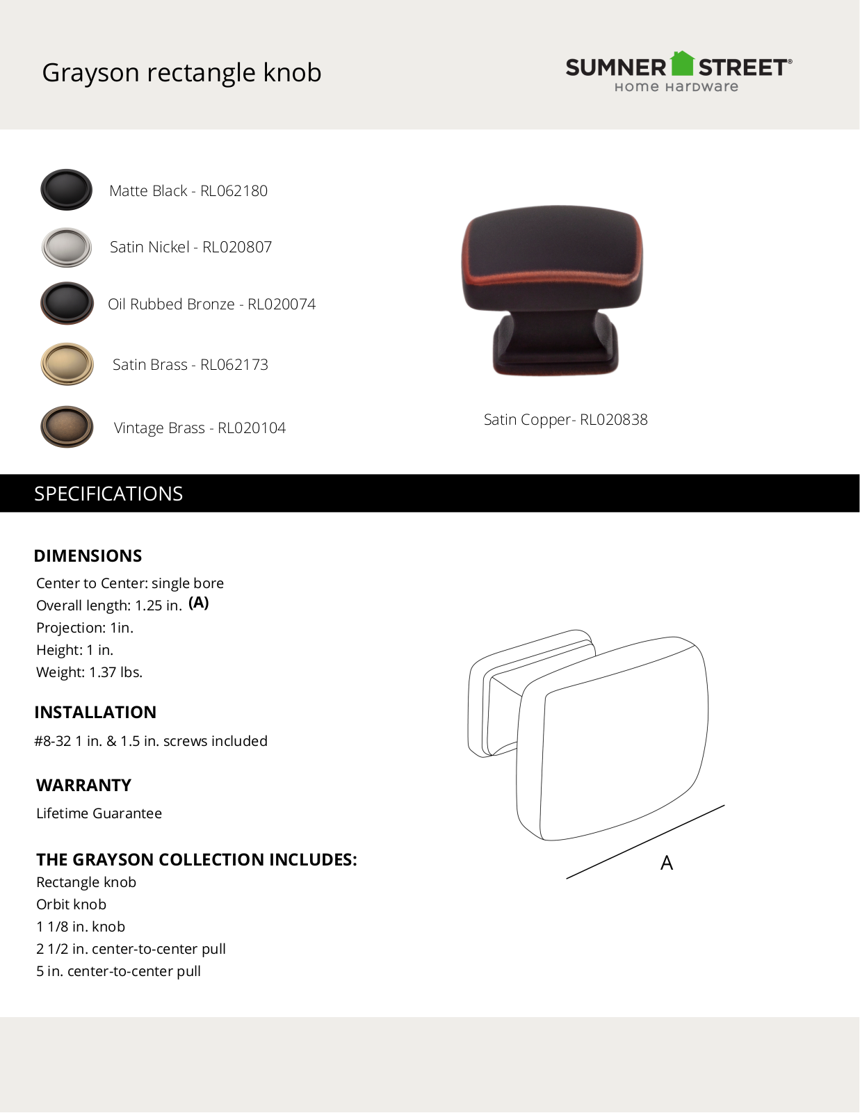 Sumner Street Home Hardware CTHD1099 Specifications - ManualMachine.com