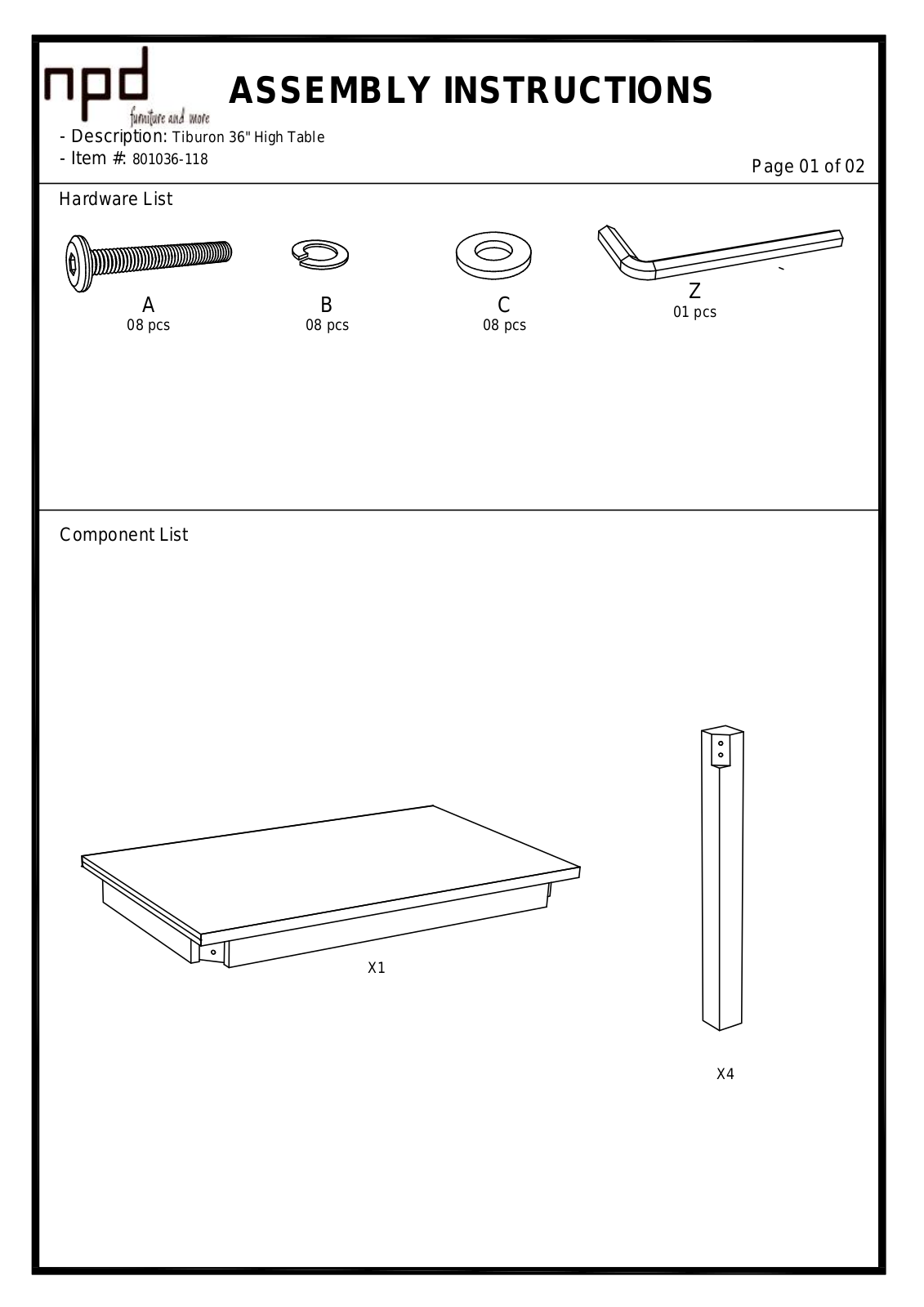 New Pacific Direct 801036118 User Manual