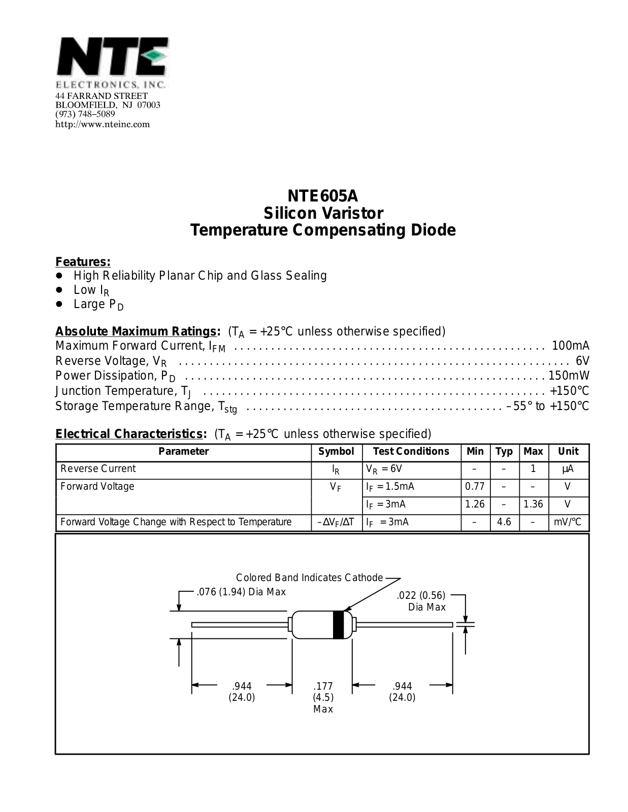 Datasheet NTE605A Datasheet (NTE) - ManualMachine.com