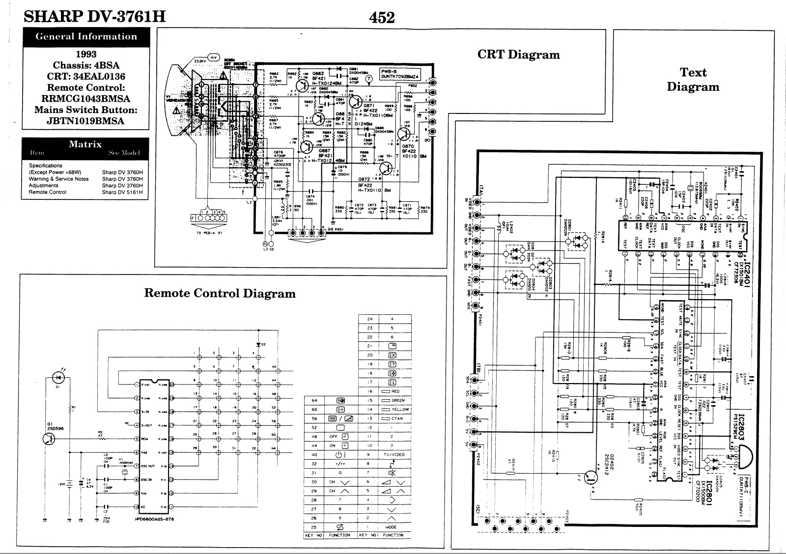 SHARP DV-3761H Schematics