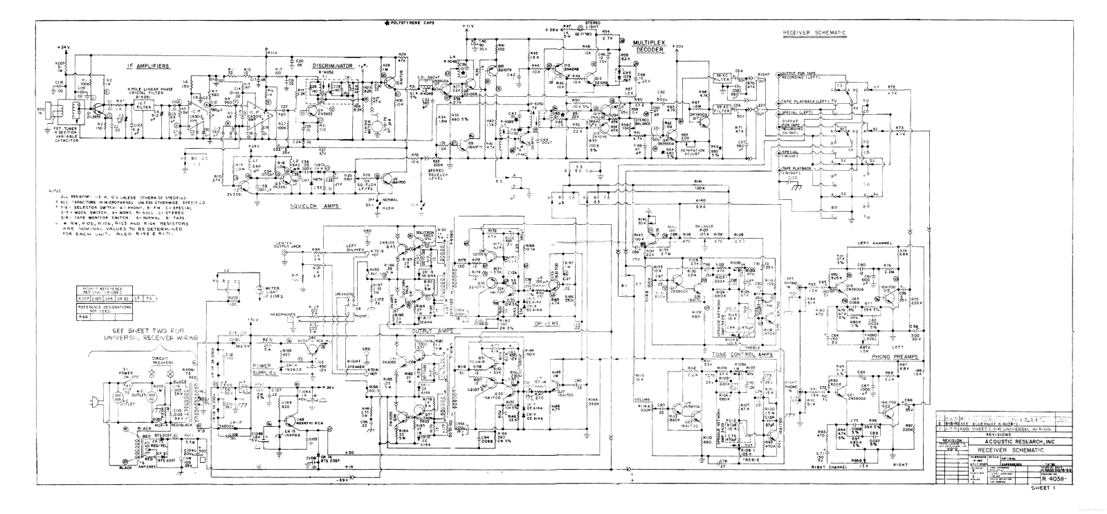 Acoustic Research Receiver Schematic