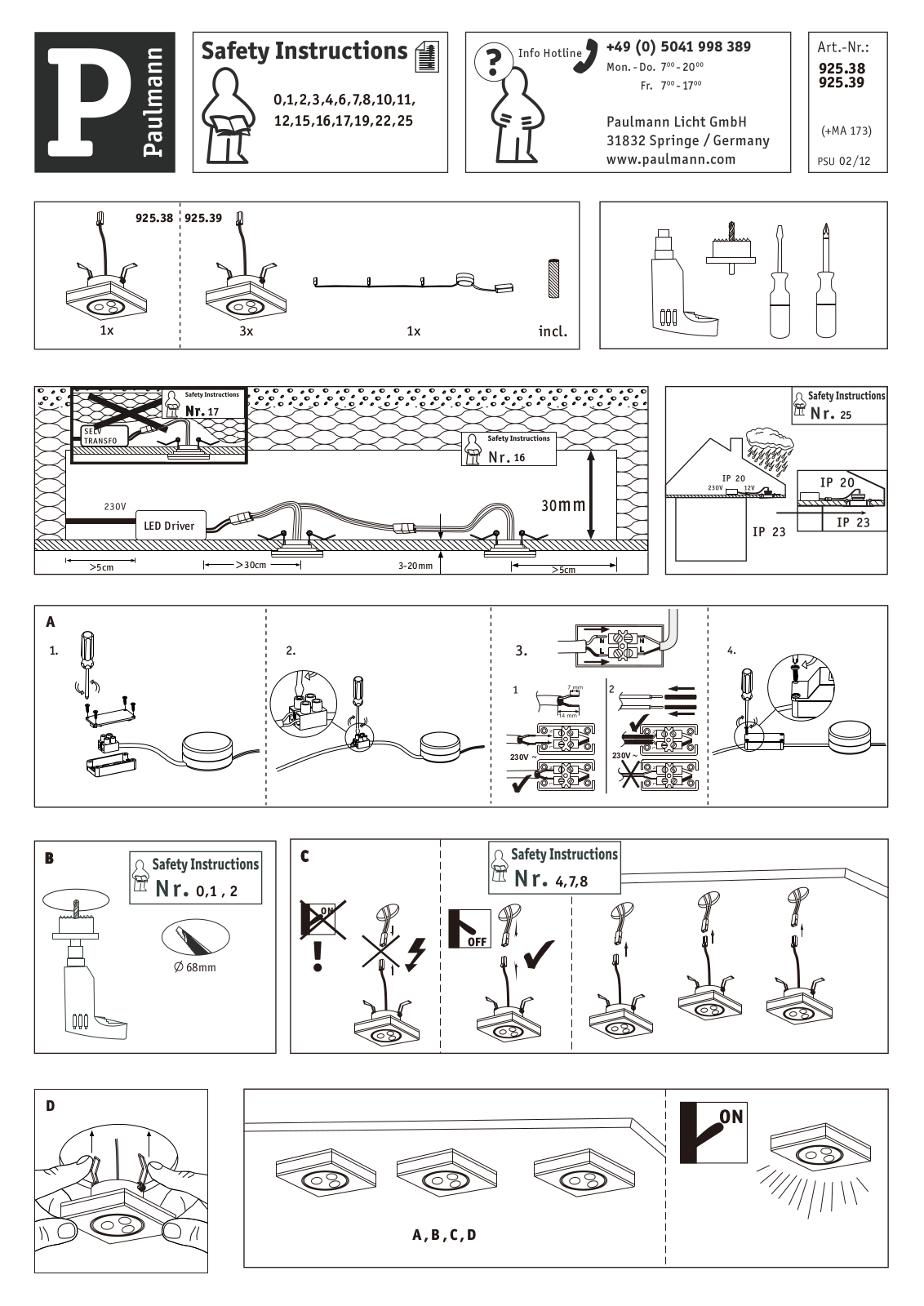 Paulmann 92539 Safety instructions - ManualMachine.com