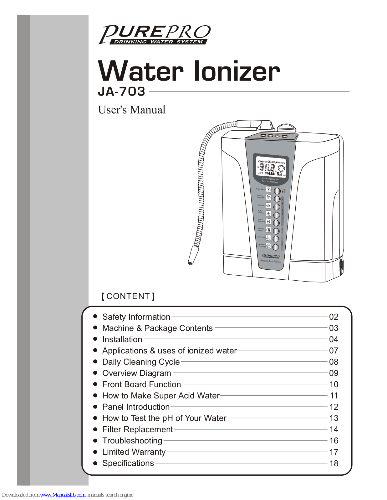 PurePro JA-703 User Manual