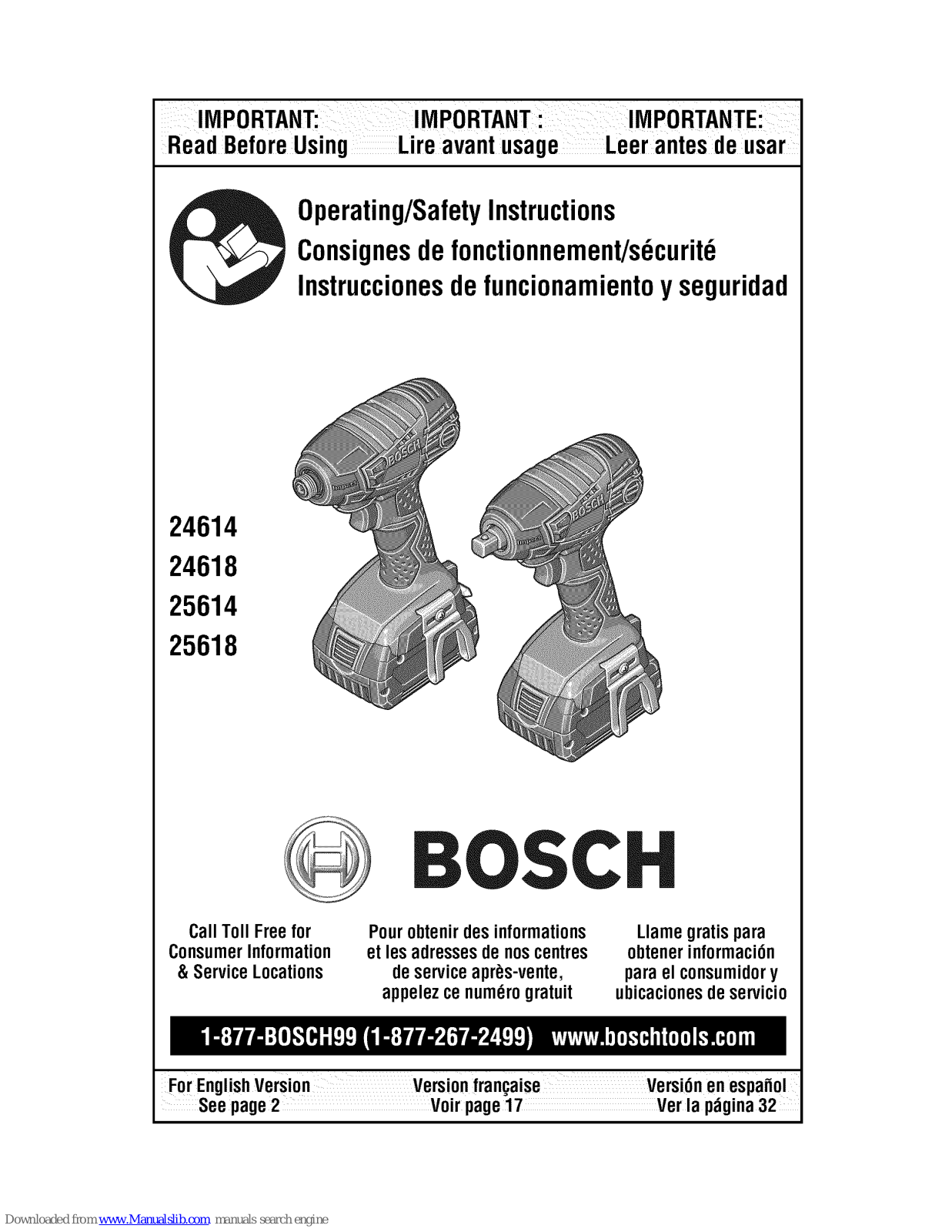 Bosch 24618, 25614, 24614, 25618 Operating Instructions Manual - ManualMachine.com