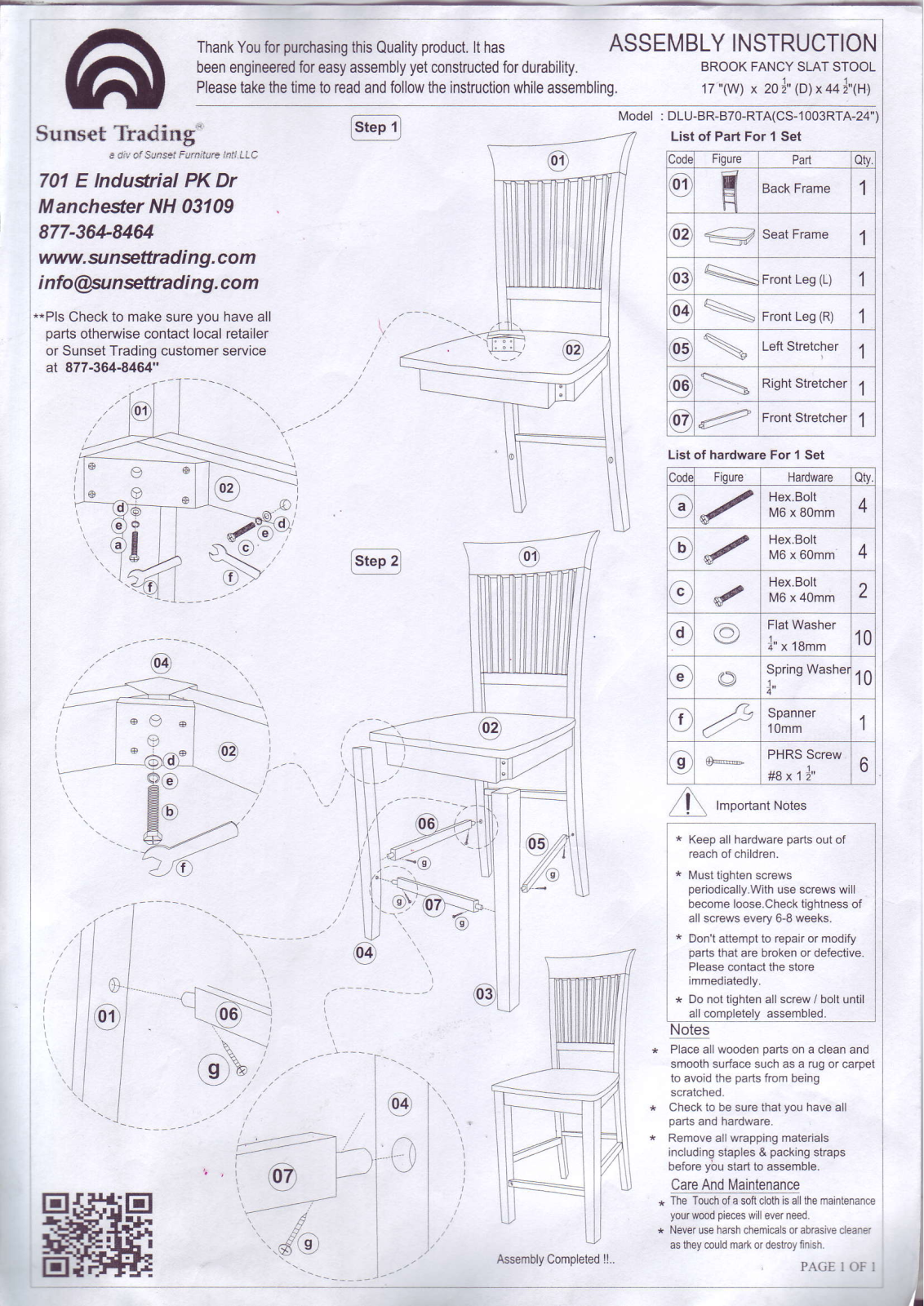 Sunset Trading DLUBRB70PW2 Assembly Guide - ManualMachine.com