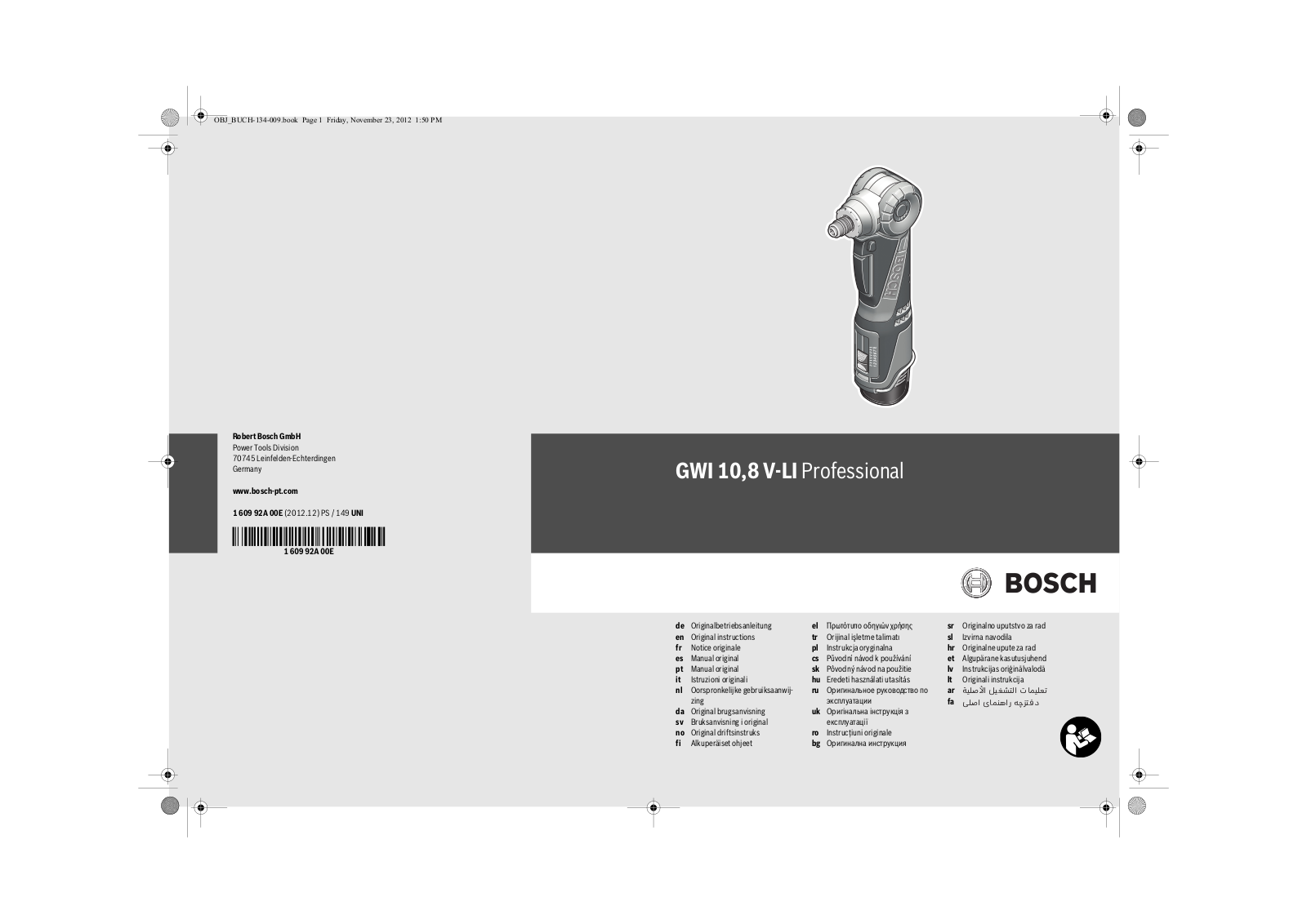 Bosch GWI 10, GWI 8 V-LI User Manual