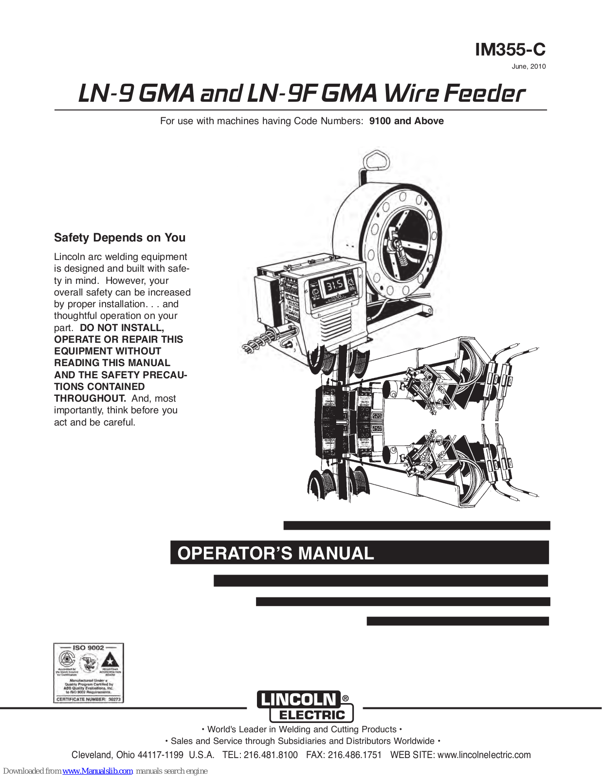 Lincoln Electric IM355-C LN-9 GMA, IM355-C LN-9F GMA, LN-9 GMA, LN-9F GMA Operator's Manual