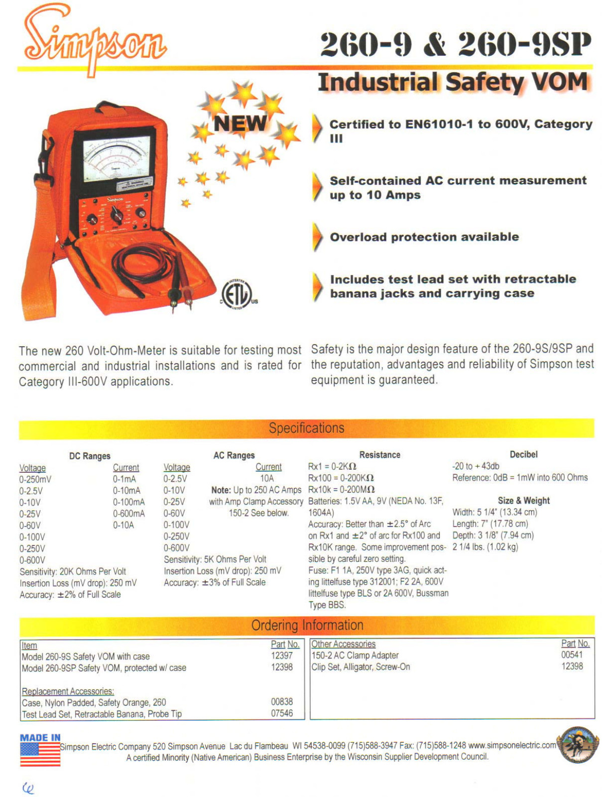 Simpson 260-9 Datasheet