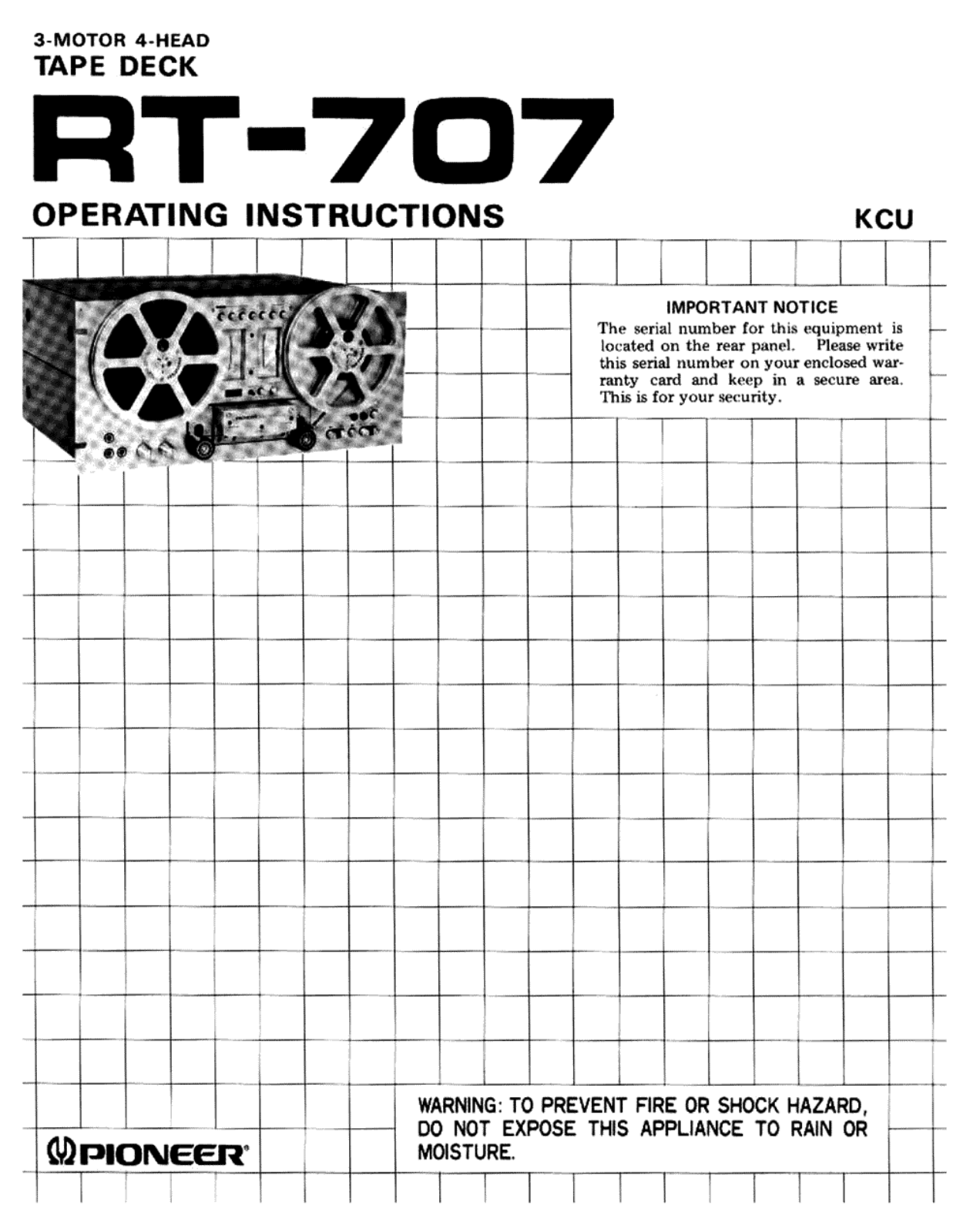 Pioneer RT-707 Owners manual
