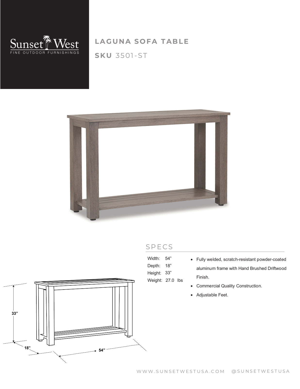 Sunset West XSW1568 Specifications - ManualMachine.com