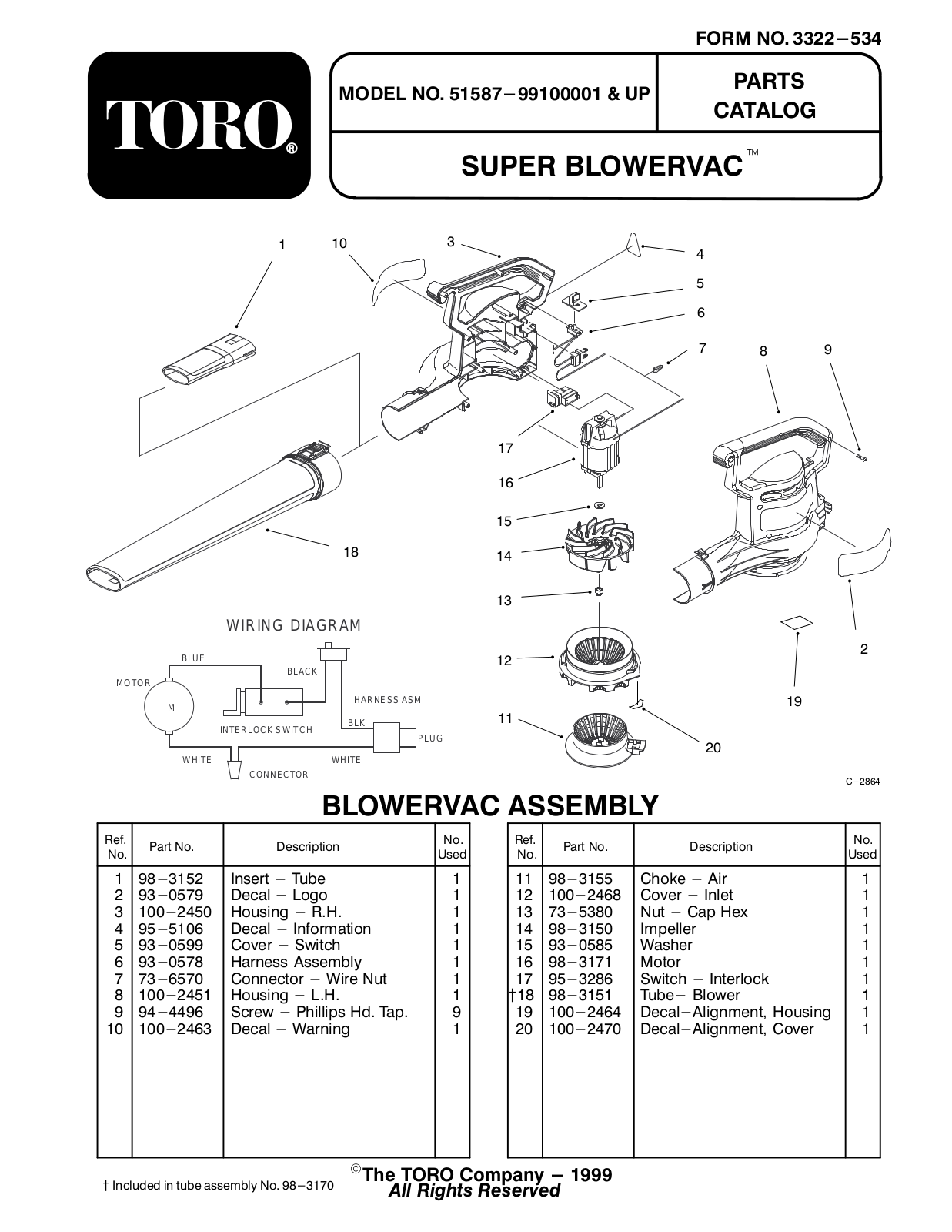 Toro 51587 Parts Catalogue