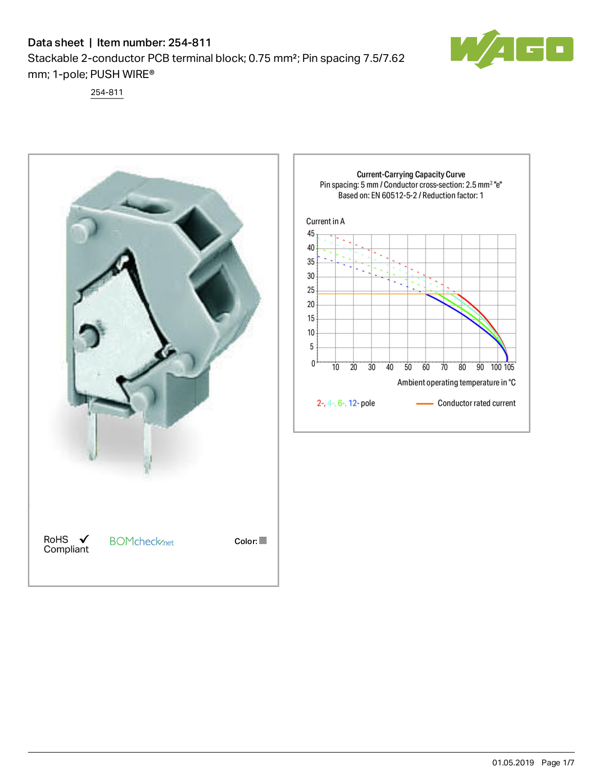 Wago 254-811 Data Sheet