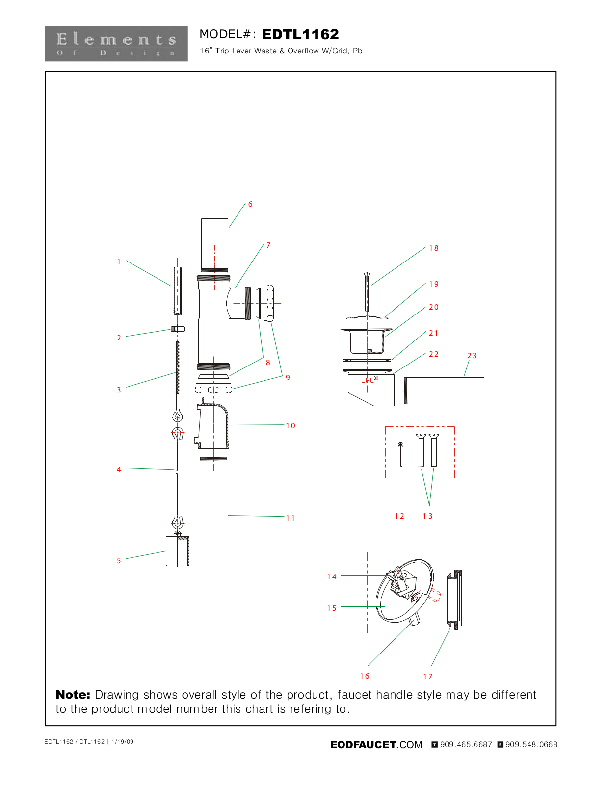 Elements of Design EDE2586 Service Parts - ManualMachine.com