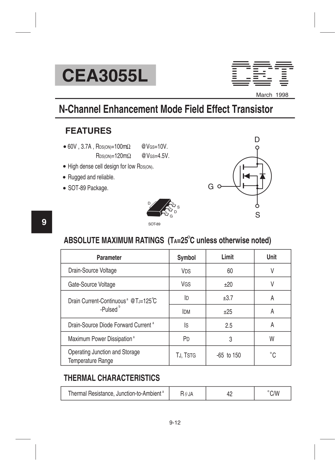 Datasheet CEA3055L Datasheet (CET) - ManualMachine.com