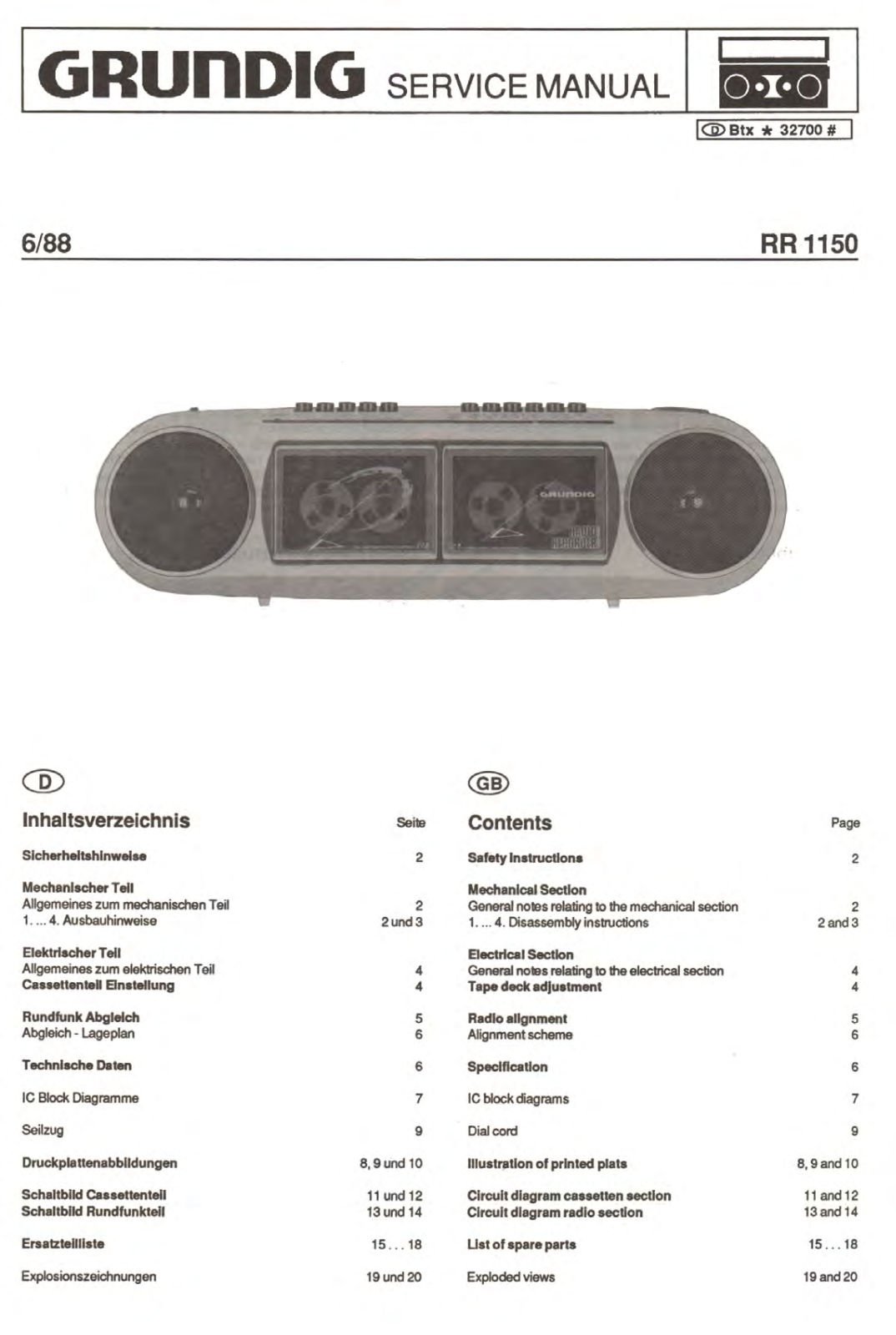 Grundig RR-1150 Service Manual