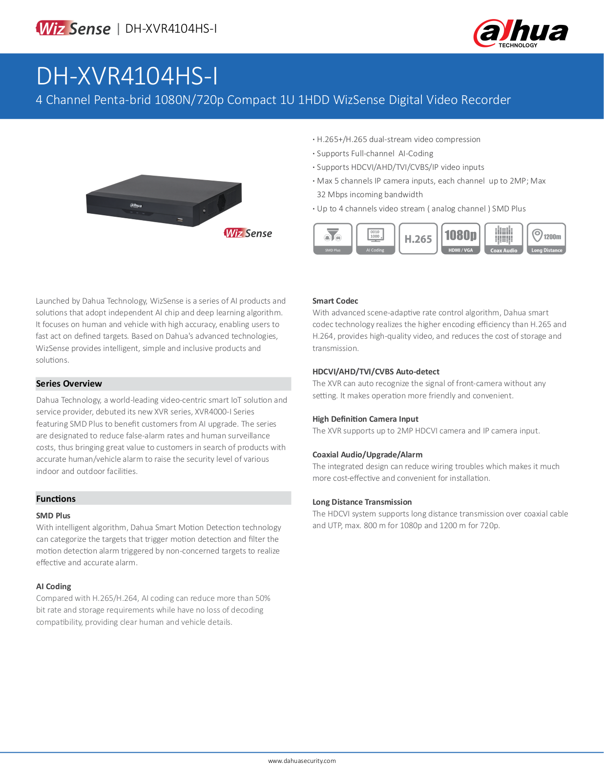 Dahua DH-XVR4104HS-I User Manual