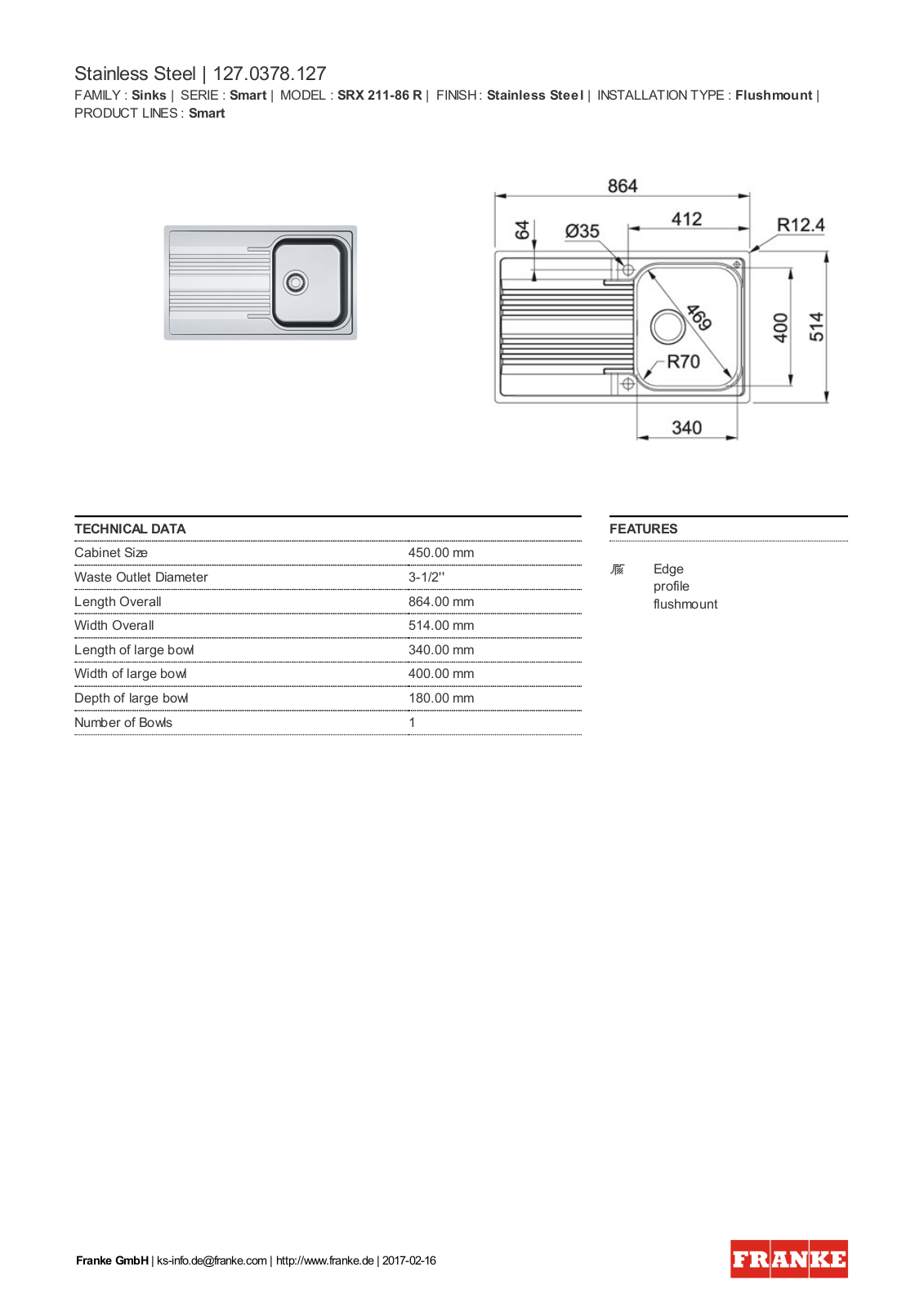 Franke 127.0378.127 Service Manual