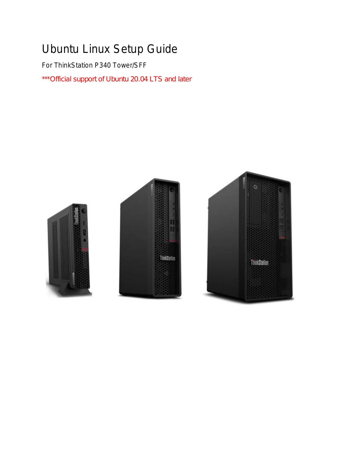 Lenovo ThinkStation P340 Tower, ThinkStation P340 SFF Ubuntu Linux Setup Guide