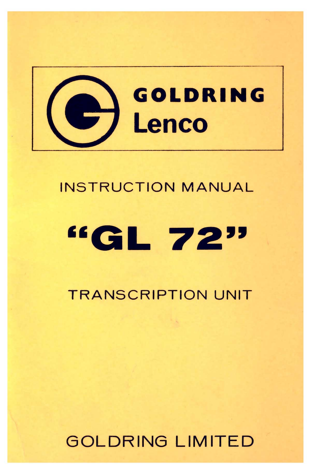 Goldring GL-72 Owners manual